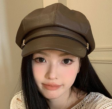 Fashion PU Leather Octagonal Hat