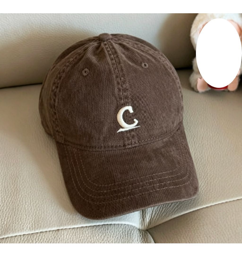 Letter Badge Coffee‑Toned Baseball Cap