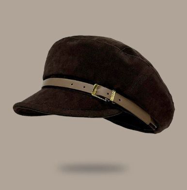 Suede‑Feel Buckle Octagonal Hat