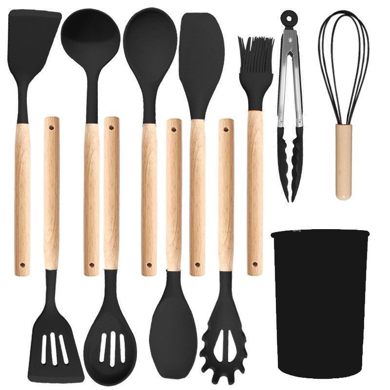 Silicone Kitchen Utensils 12‑Piece Set Black — image 1