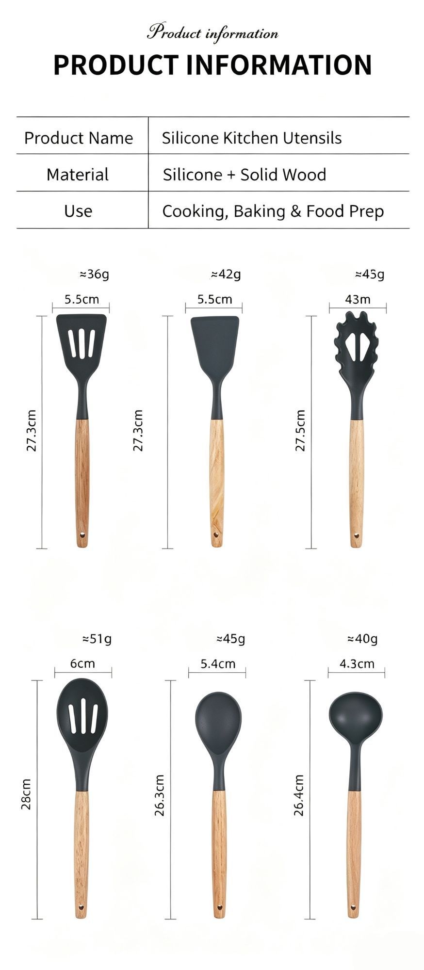 Silicone Kitchen Utensils 12‑Piece Set Dark Grey view 3