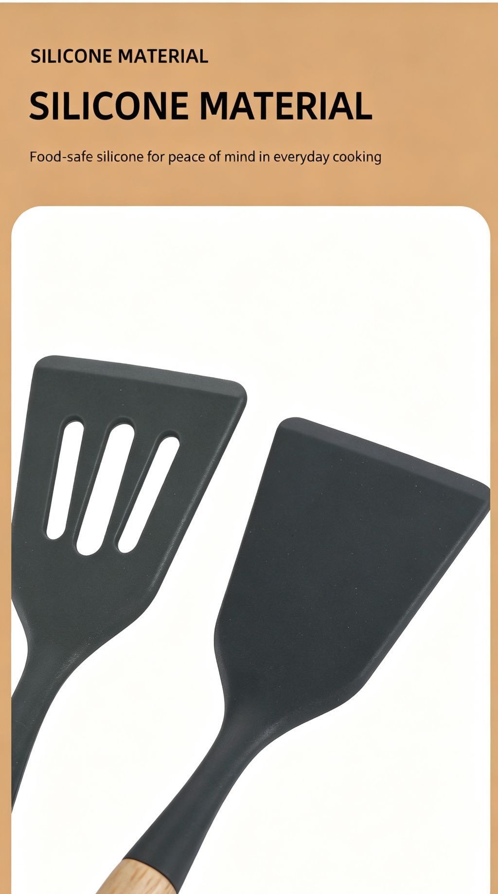 Silicone Kitchen Utensils 12‑Piece Set Light Grey view 5
