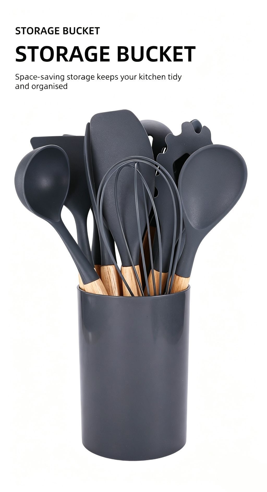 Silicone Kitchen Utensils 12‑Piece Set Light Grey view 8