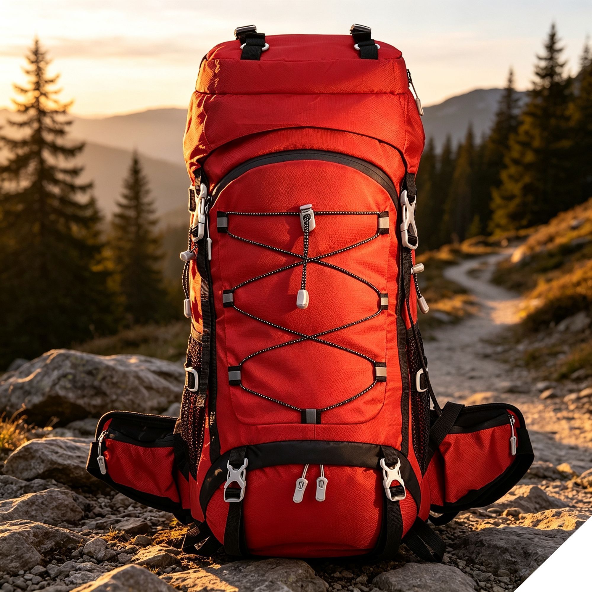 Adjustable Volume Outdoor Rucksack 60L Red — image 1