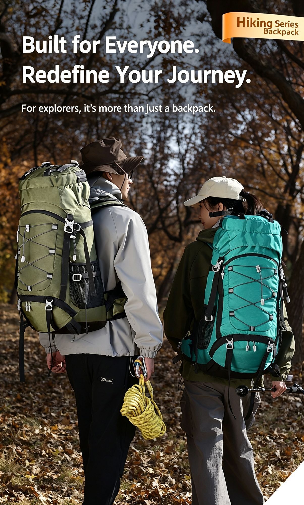 Adjustable Volume Outdoor Rucksack 60L Red view 5