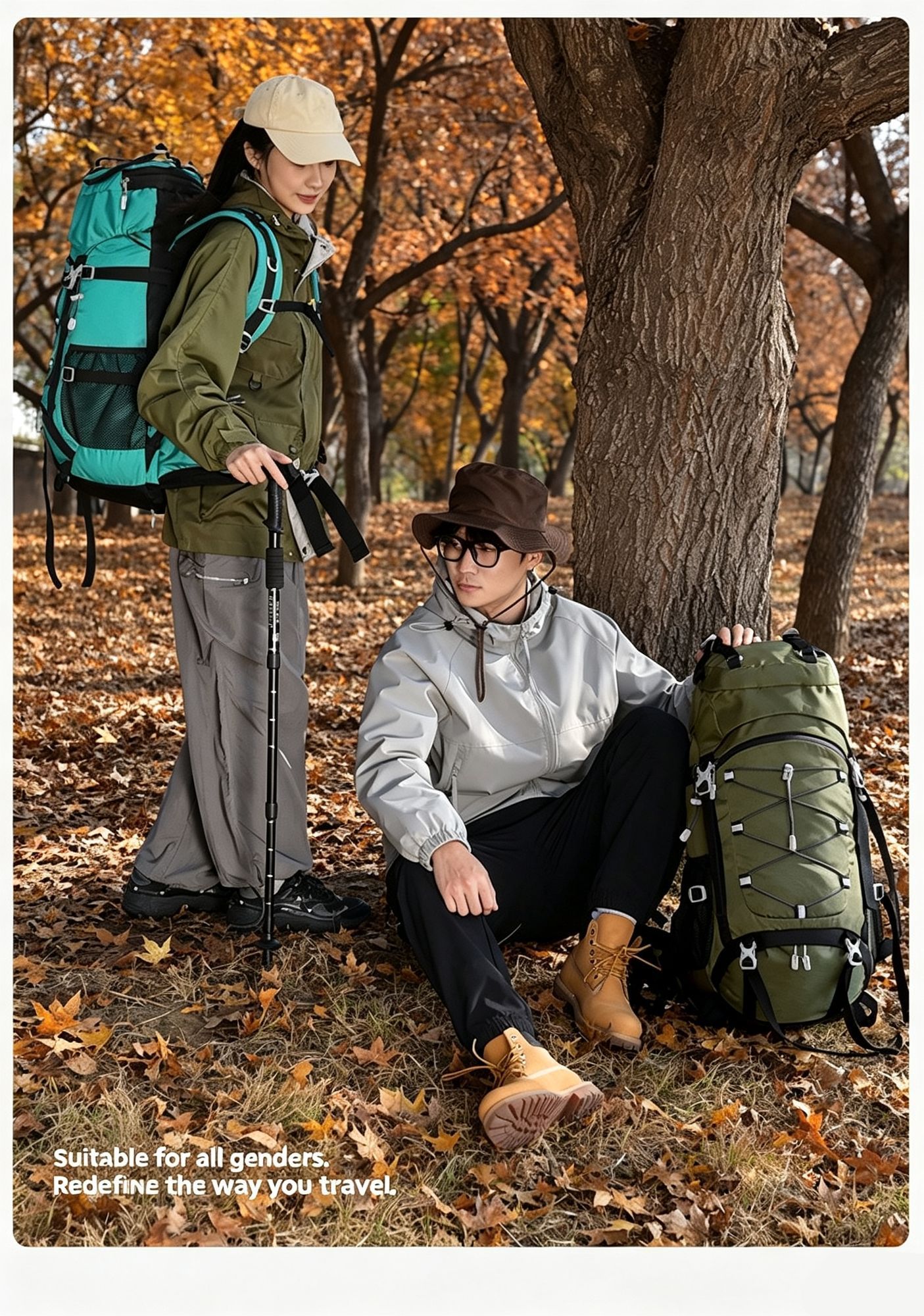 Adjustable Volume Outdoor Rucksack 60L Red view 7