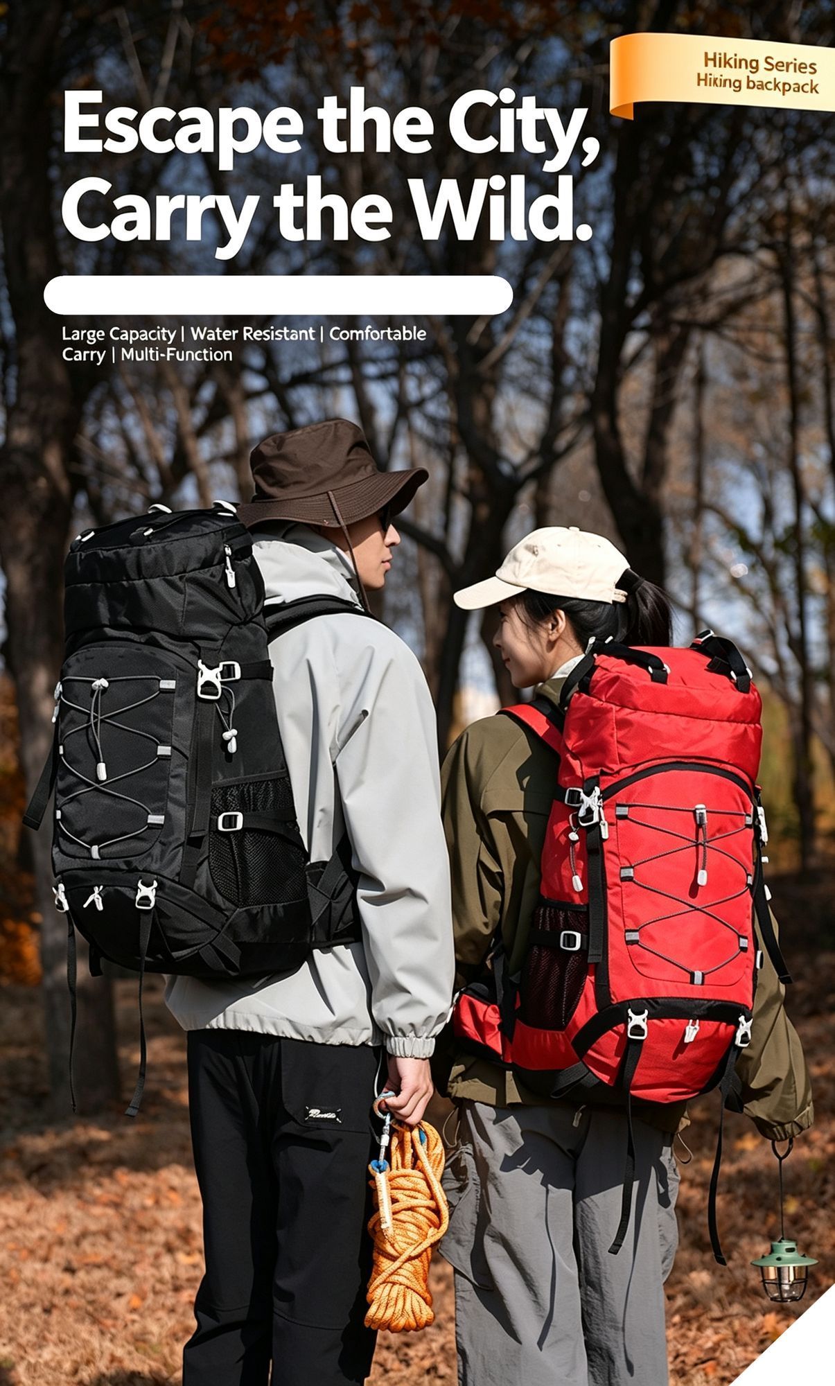 Expandable Travel Hiking Backpack 60L Lake Blue view 2