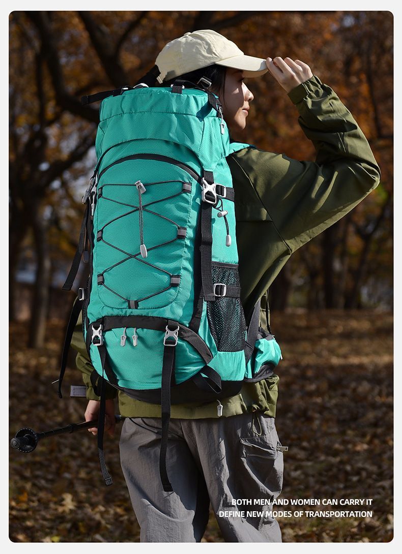 Expandable Travel Hiking Backpack 60L Lake Blue view 6