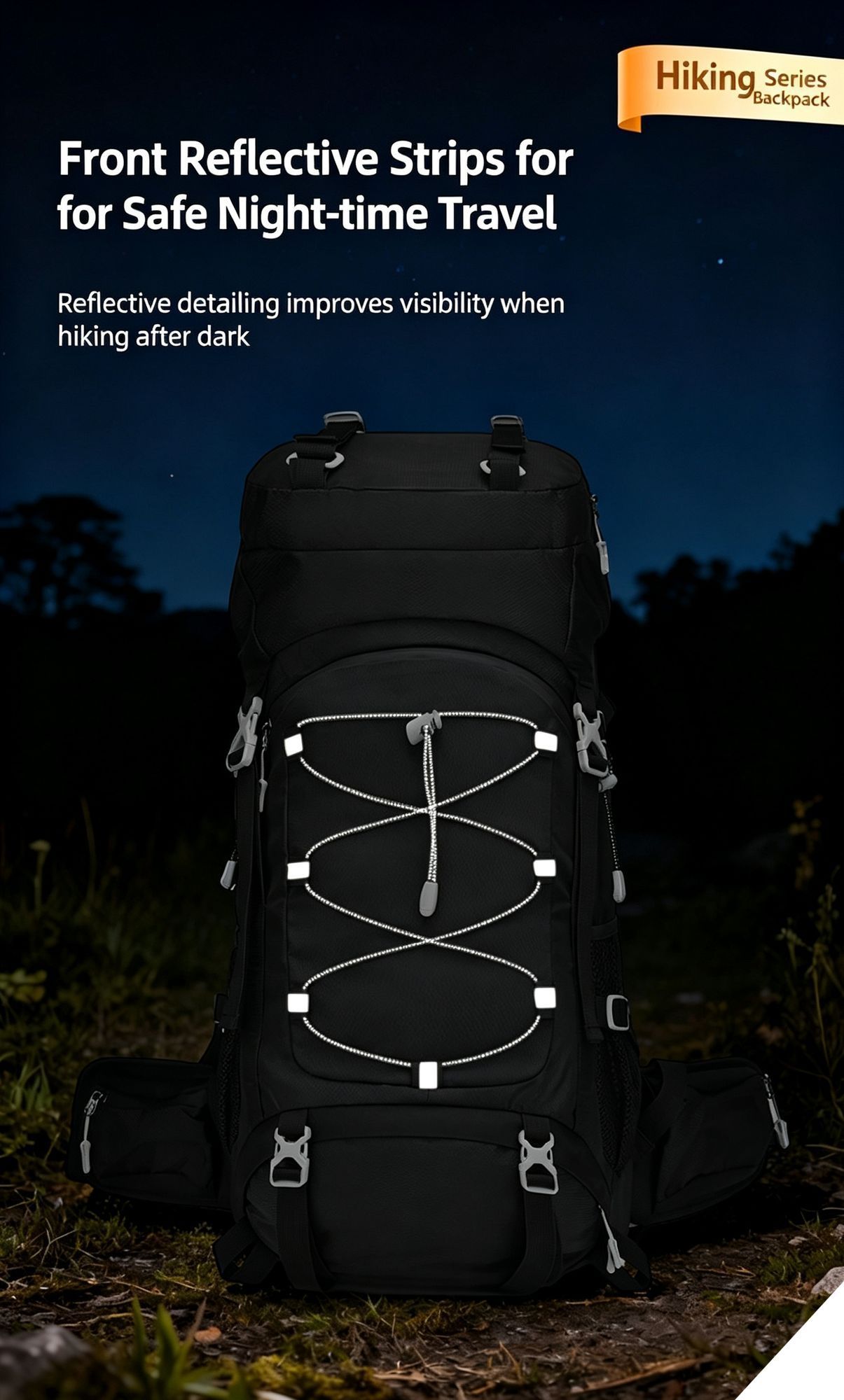 Expandable Travel Hiking Backpack 60L Lake Blue view 13