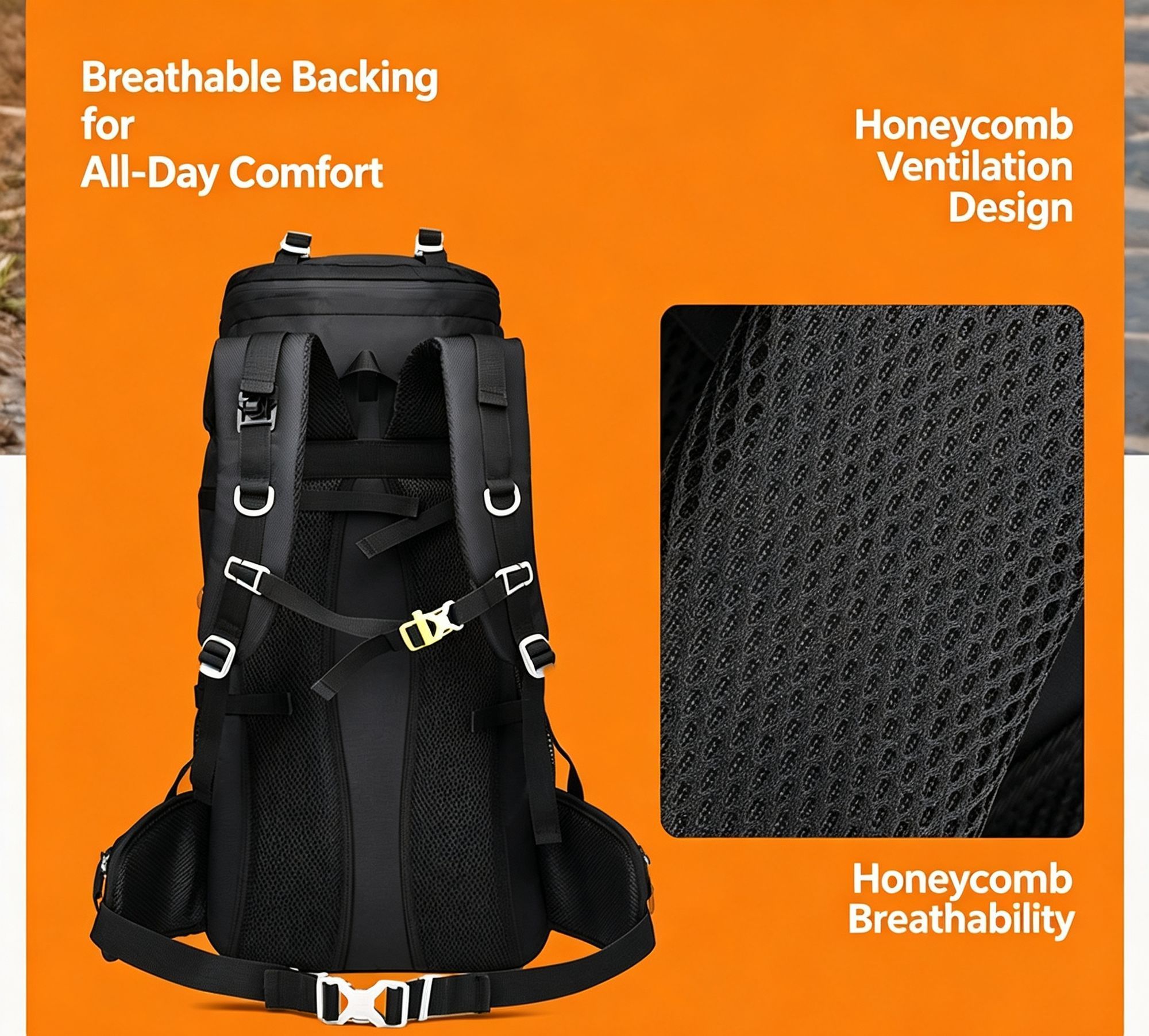 Expandable Travel Hiking Backpack 60L Lake Blue view 14
