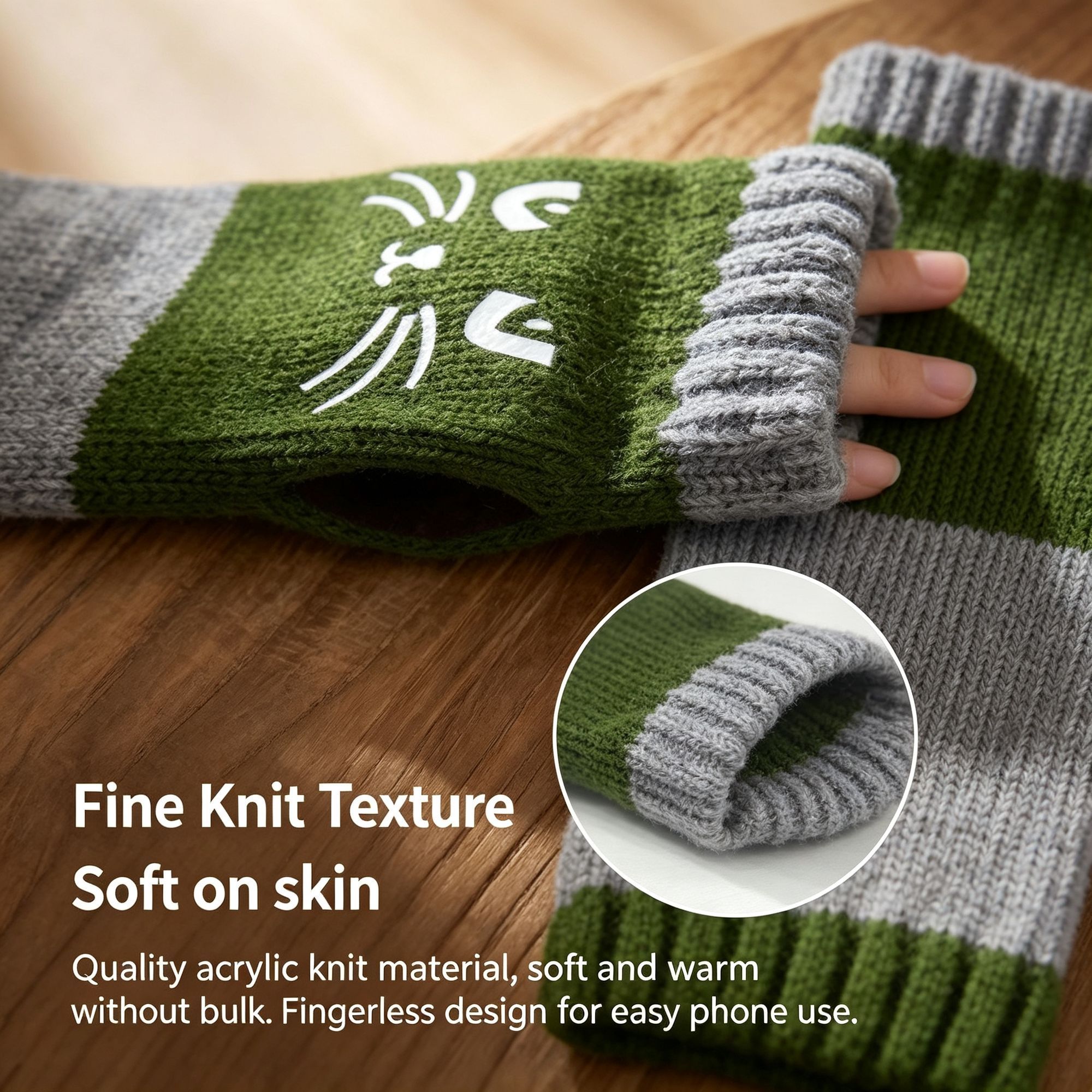 Fashion Warm Knit Half‑Finger Gloves Spliced Hand Protective Work Accessory 2 view 8
