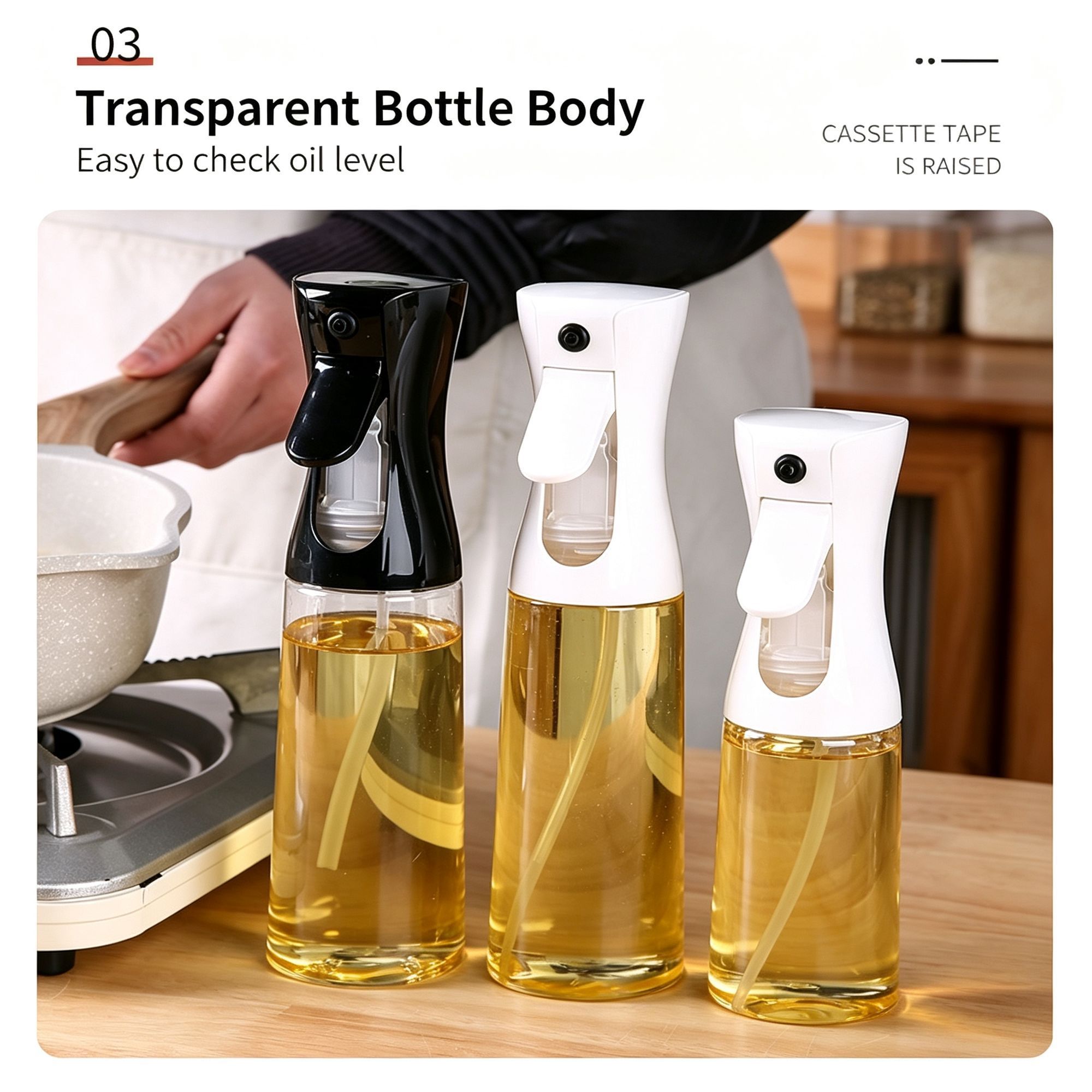 Press‑Type Atomizing Oil Sprayer Bottle Transparent Plastic Cooking Oil view 9