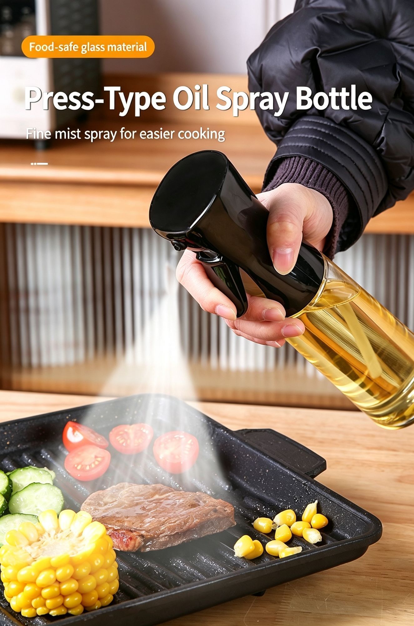 Press‑Style Mist Oil Sprayer Transparent Plastic Cooking Oil Dispenser Fitness view 2