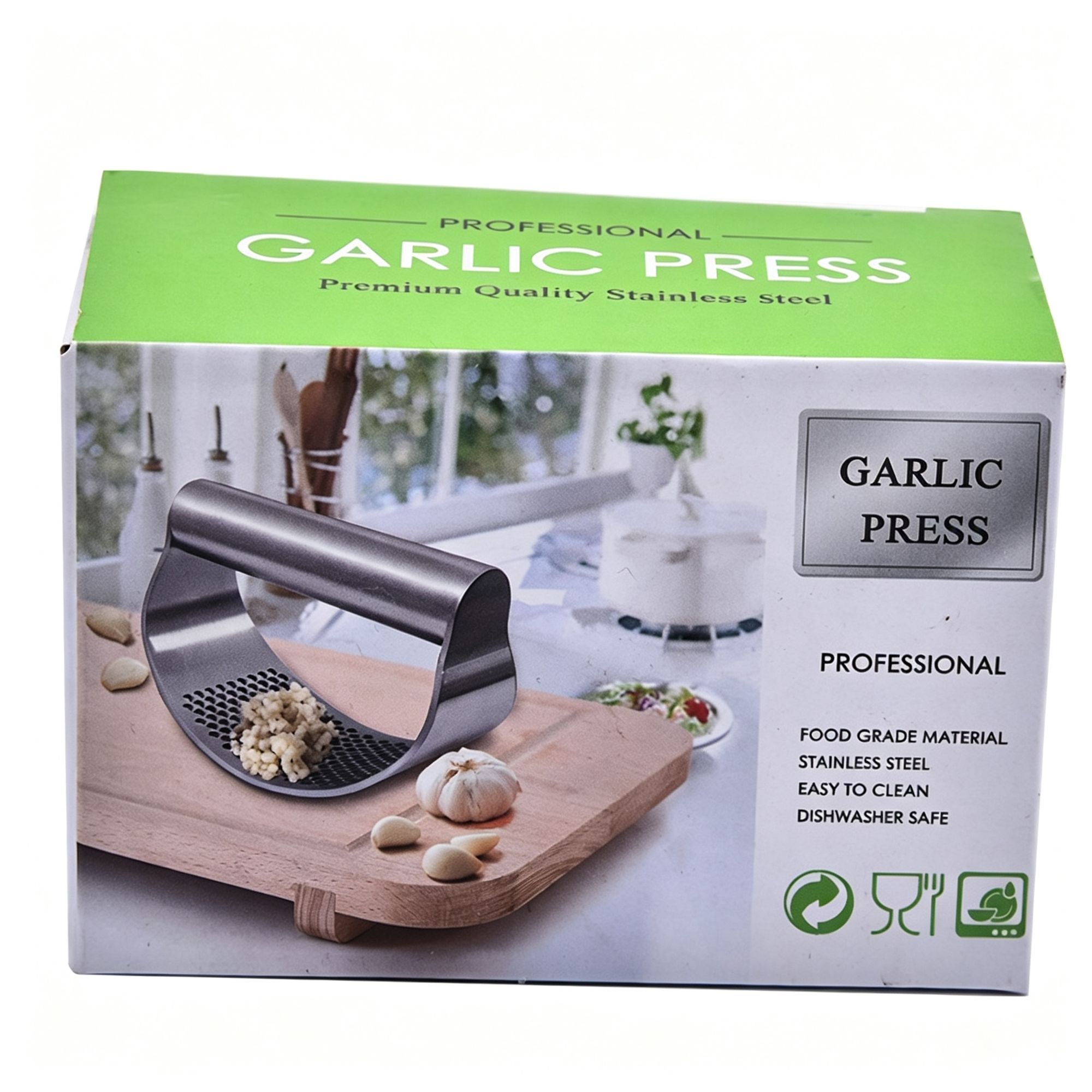 Ring-Style Stainless Steel Garlic Press Manual Garlic Crusher Home Kitchen view 2