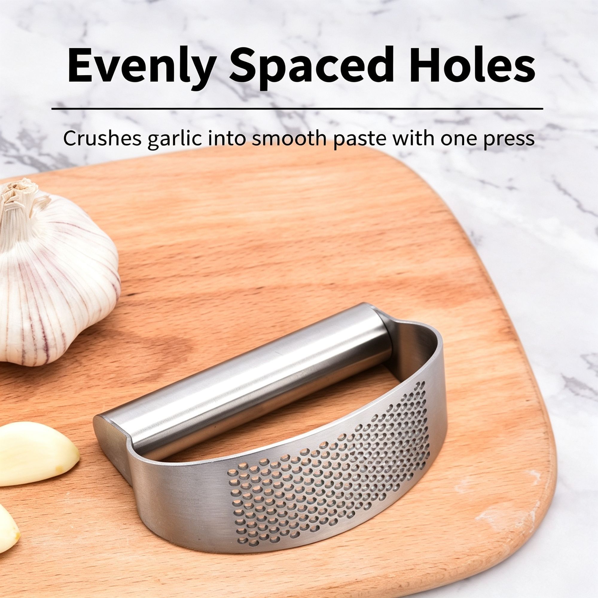 Ring-Style Stainless Steel Garlic Press Manual Garlic Crusher Home Kitchen view 5