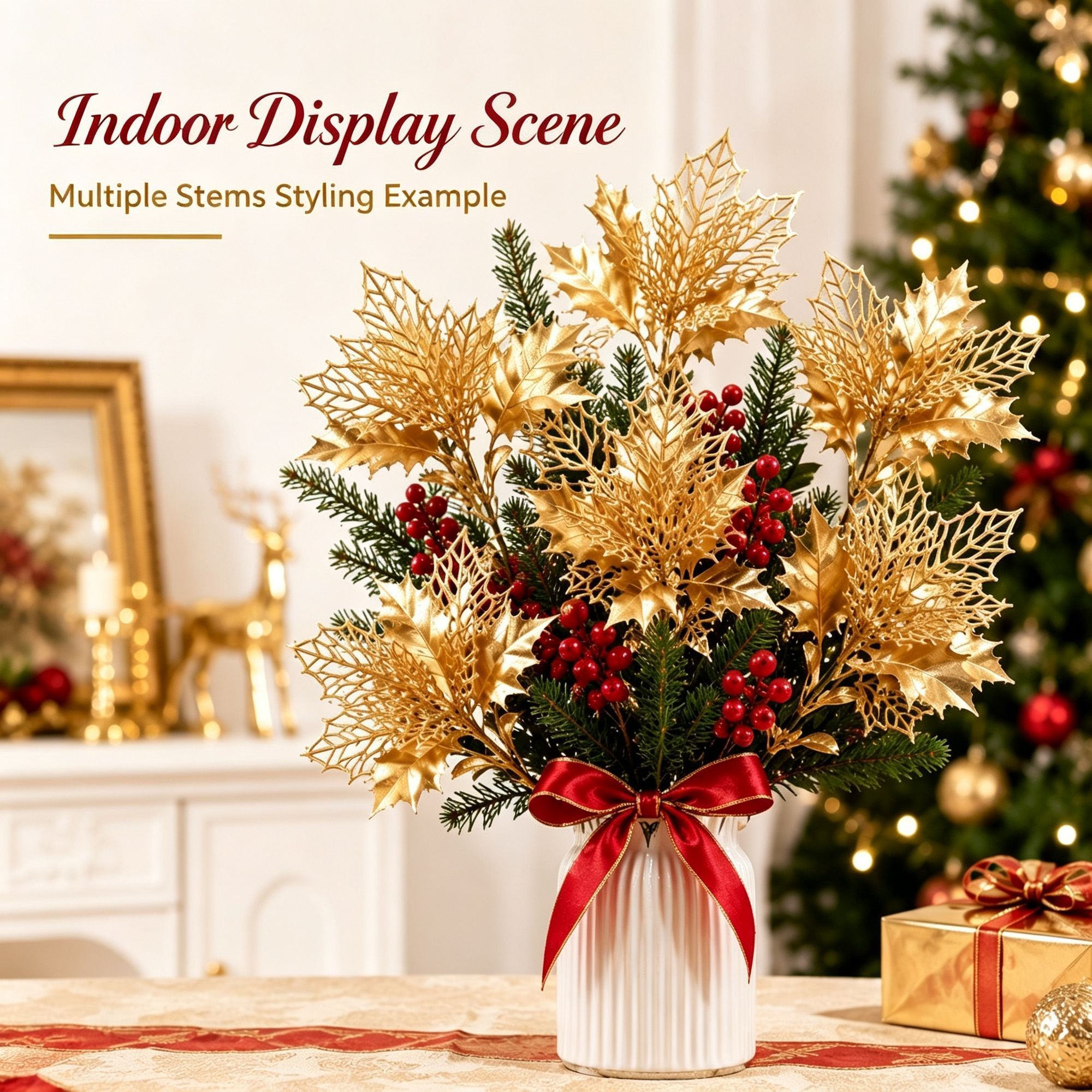Christmas Artificial Pine Needle Stem Floral Pick DIY Wreath Supply SD58 2 Pcs view 2