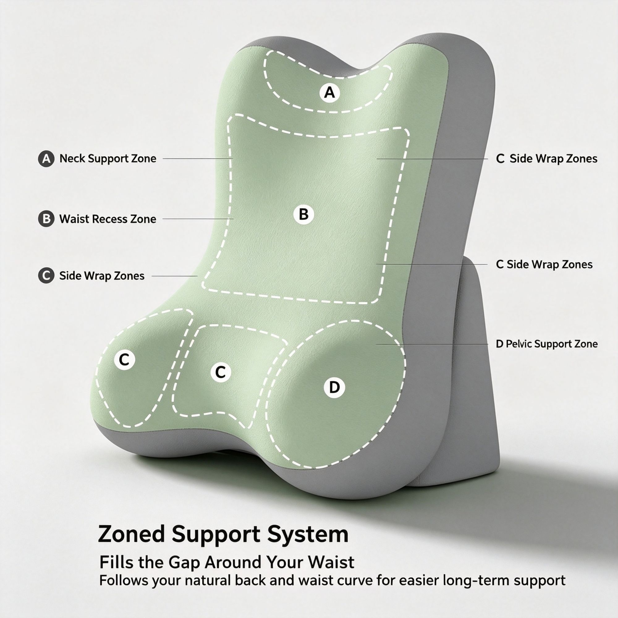 Multi-Use Split Bed Backrest Pillow Neck & Waist Support Cushion Reading Phone view 4