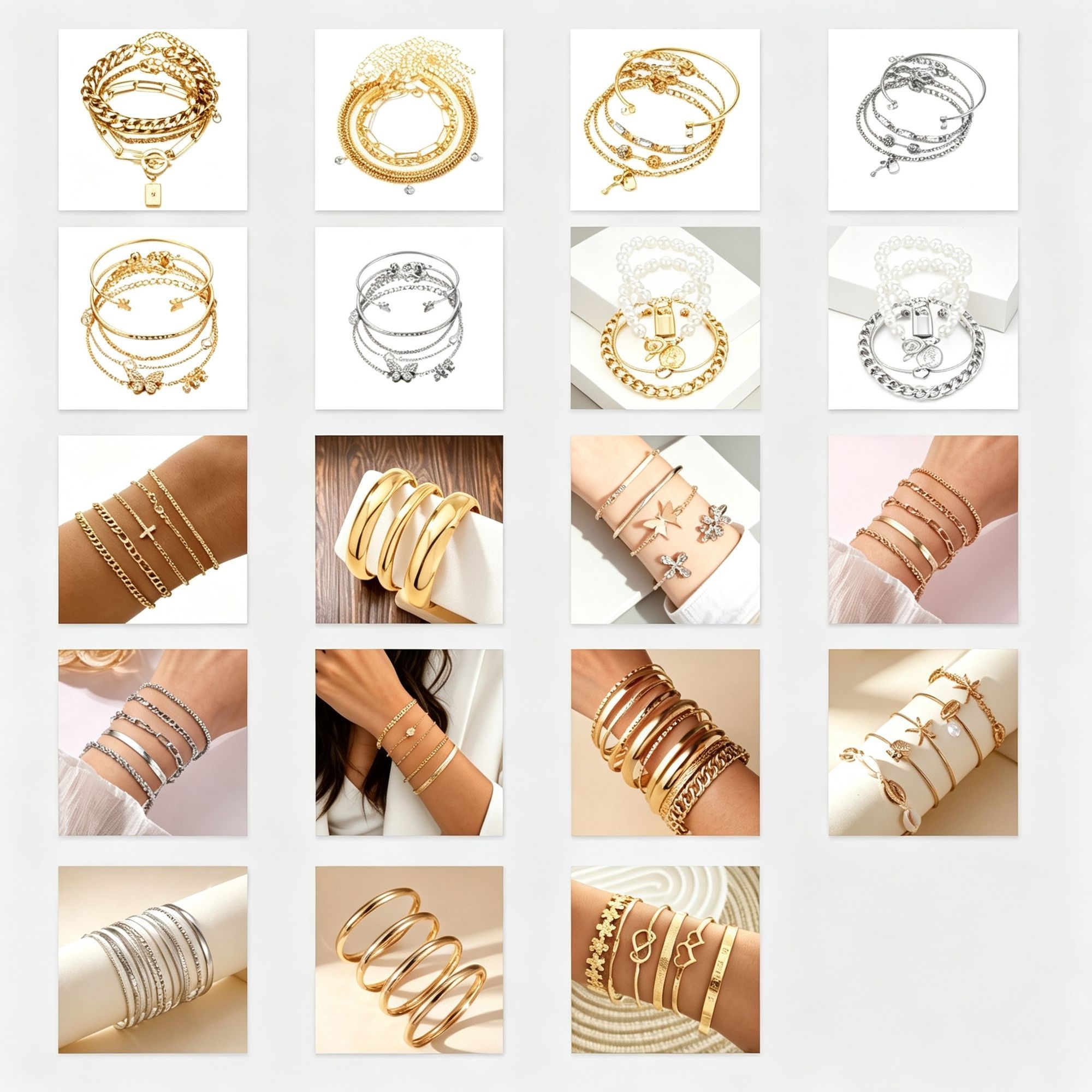 Trendy Irregular Bangle Set Women Stackable Bracelet Set Fashion Hand Jewelry view 2