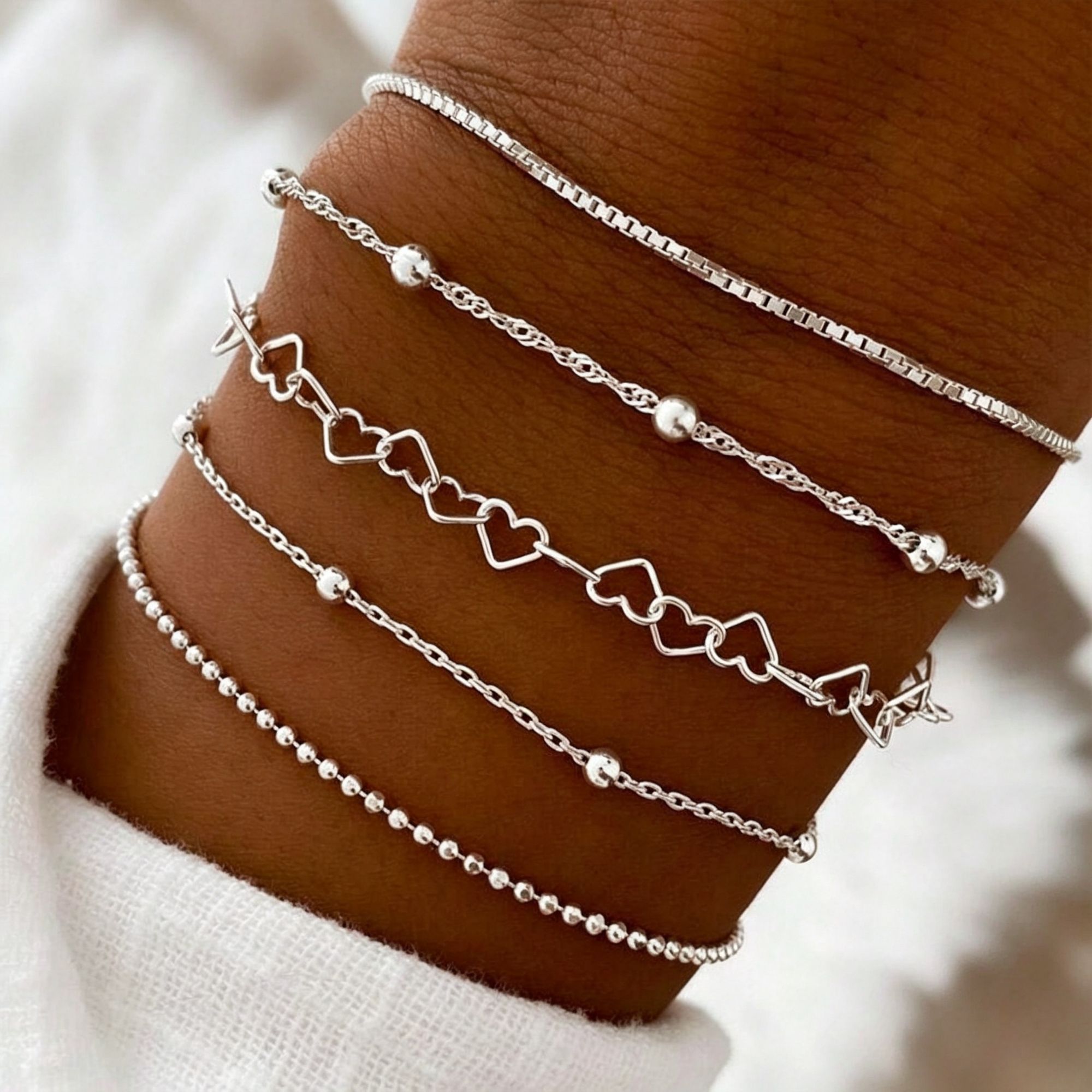 Minimalist Chic Irregular Bangle Set Women Stackable Bracelet Set h559 — image 1