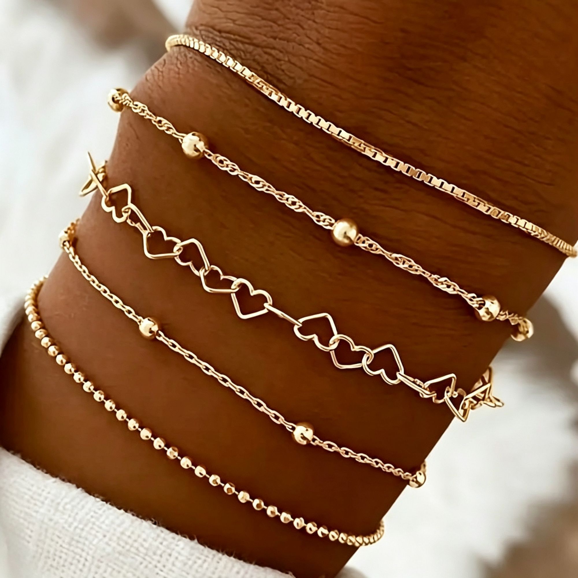 Vintage Layered Irregular Bracelet Set Women Fashion Bangle Set h55951 Ideal — image 1