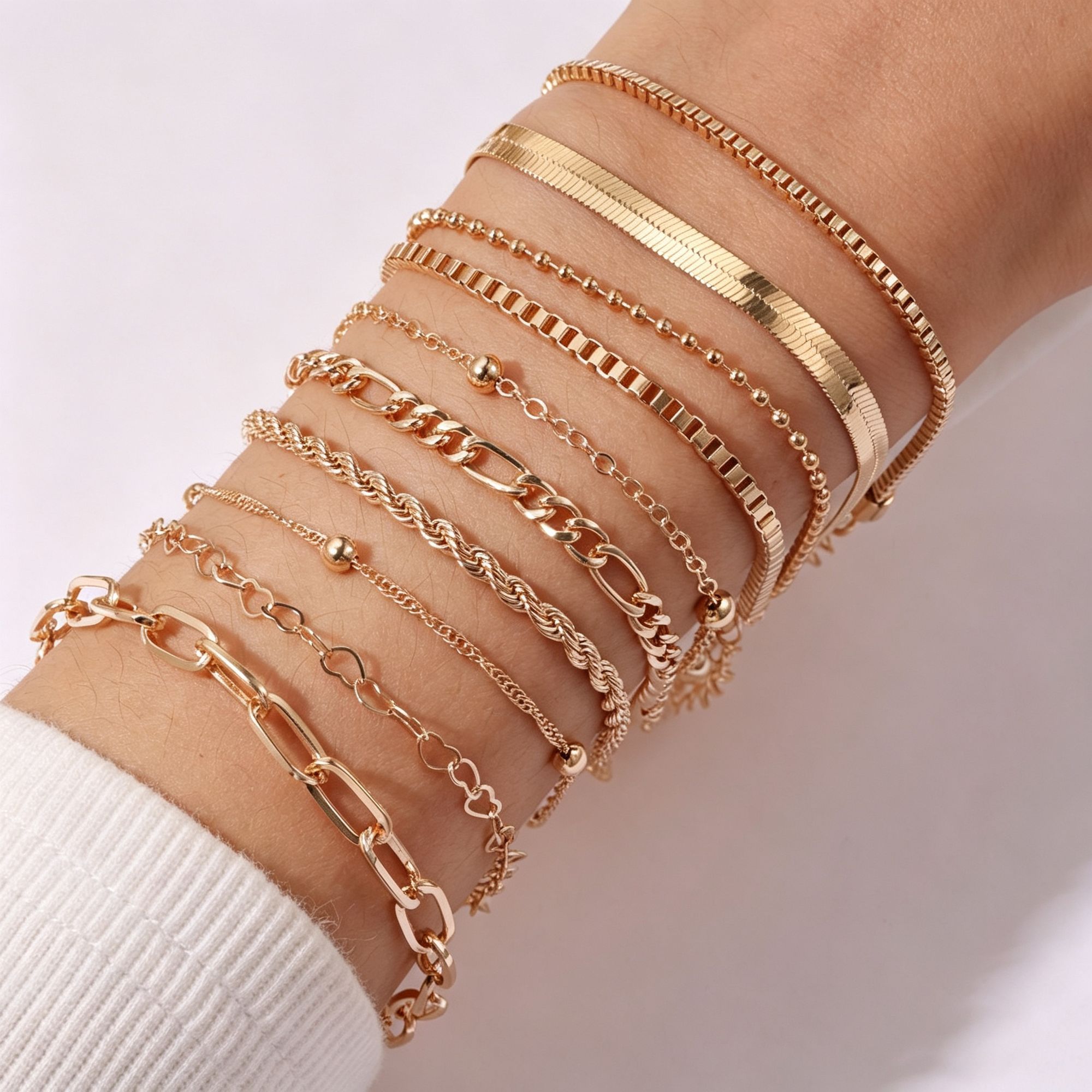 Retro Irregular Bangle Set Women Stackable Bracelet Set Hand Jewelry h560 — image 1