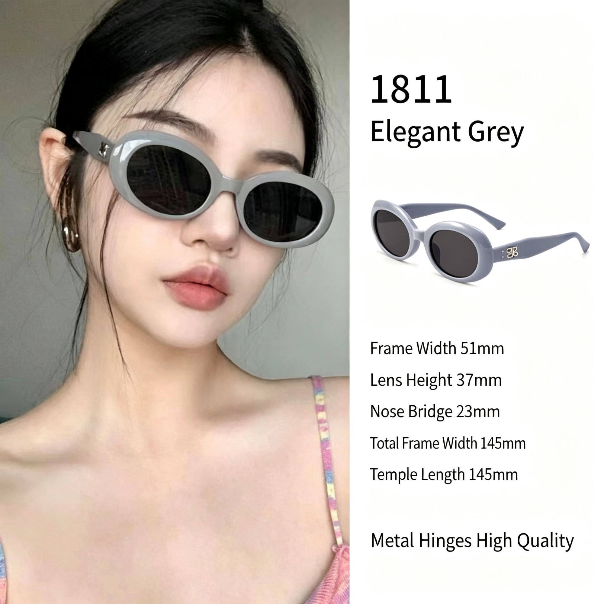Refined Tempered Grey Cat Eye Sunglasses UV400 — image 1