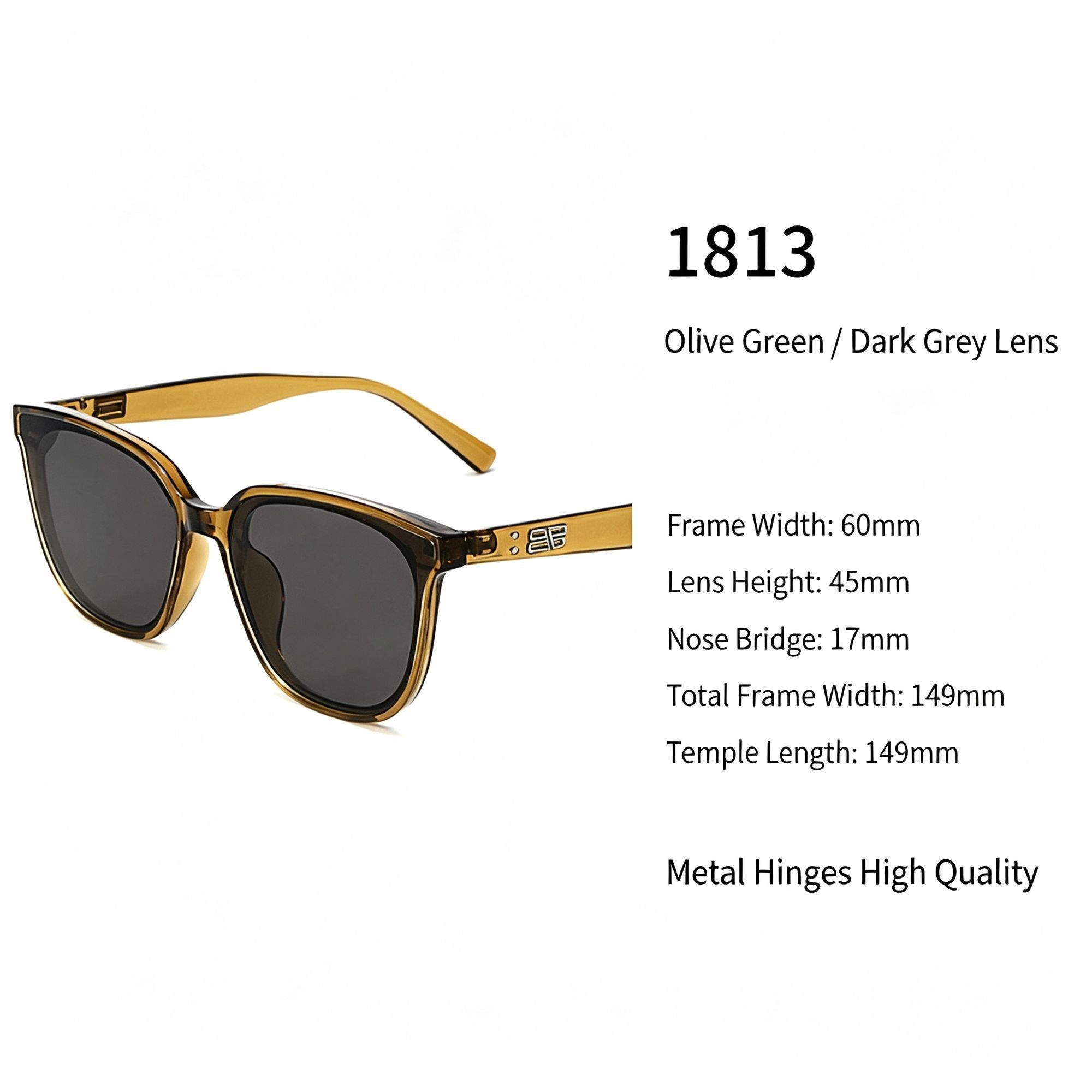 Earthy Olive Green Frame Dark Grey Lens Cat Eye Sunglasses UV400 Blocking — image 1