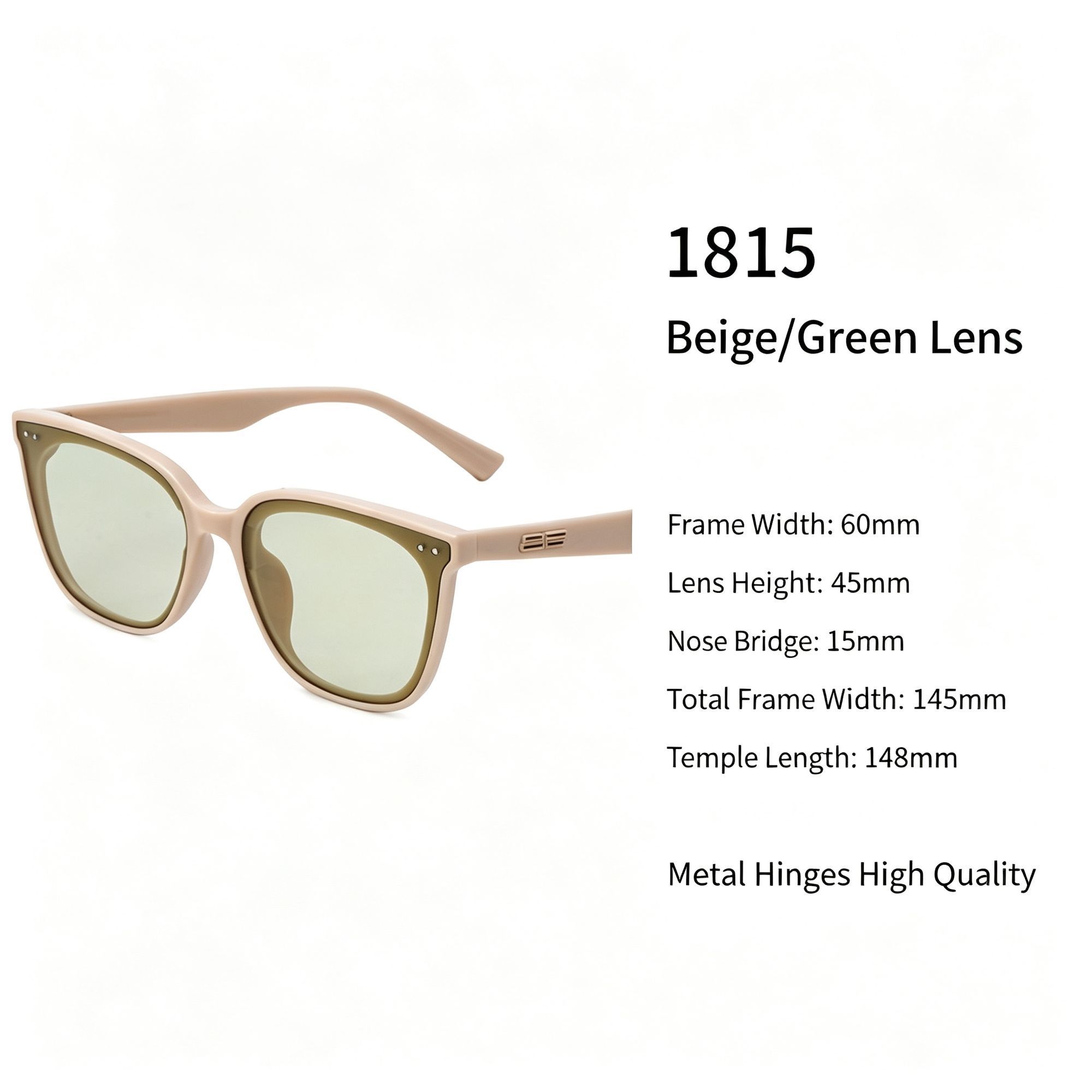 Warm Beige Frame Green Lens Cat Eye Sunglasses UV400 Protection — image 1