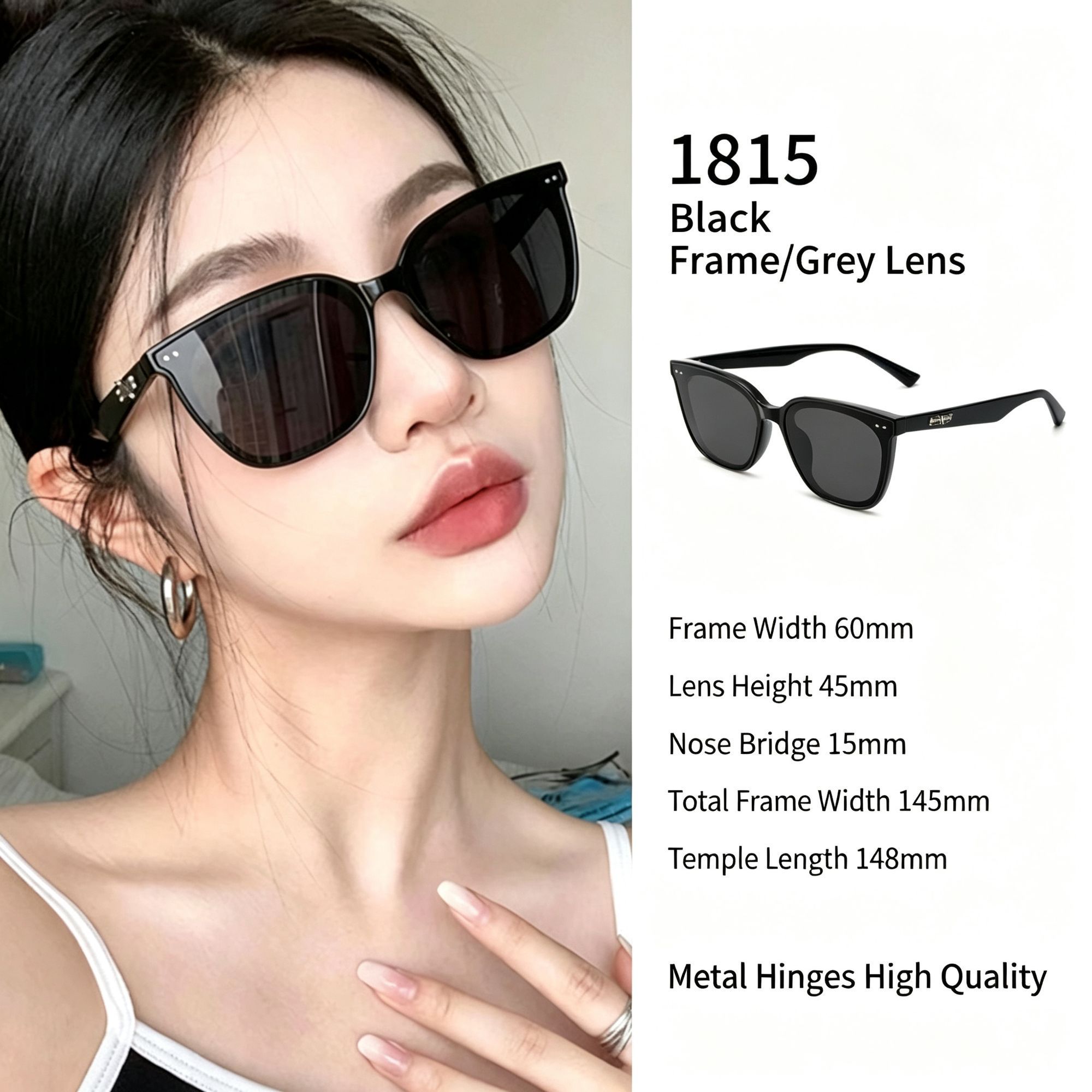 Timeless Black Frame Grey Lens Cat Eye Sunglasses UV400 Protection — image 1