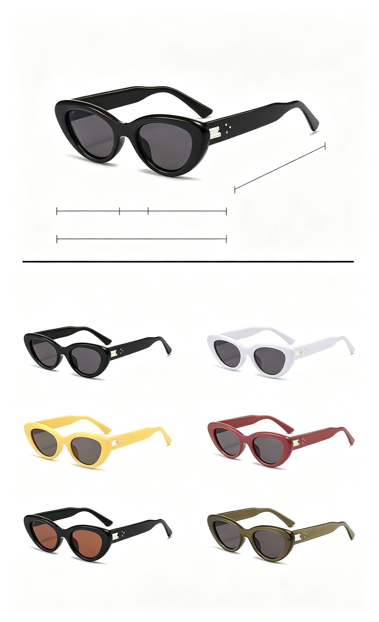 Crisp White Frame Grey Lens Cat Eye Sunglasses UV400 Blocking view 5
