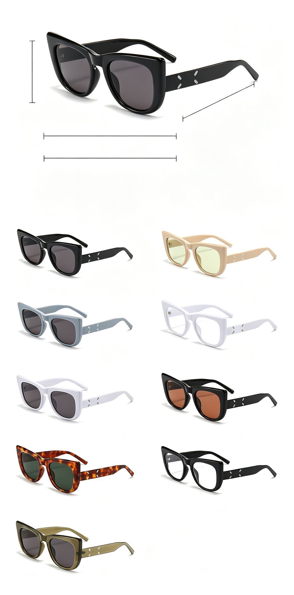 Crisp White Frame Grey Lens Cat Eye Sunglasses UV400 Blocking view 8