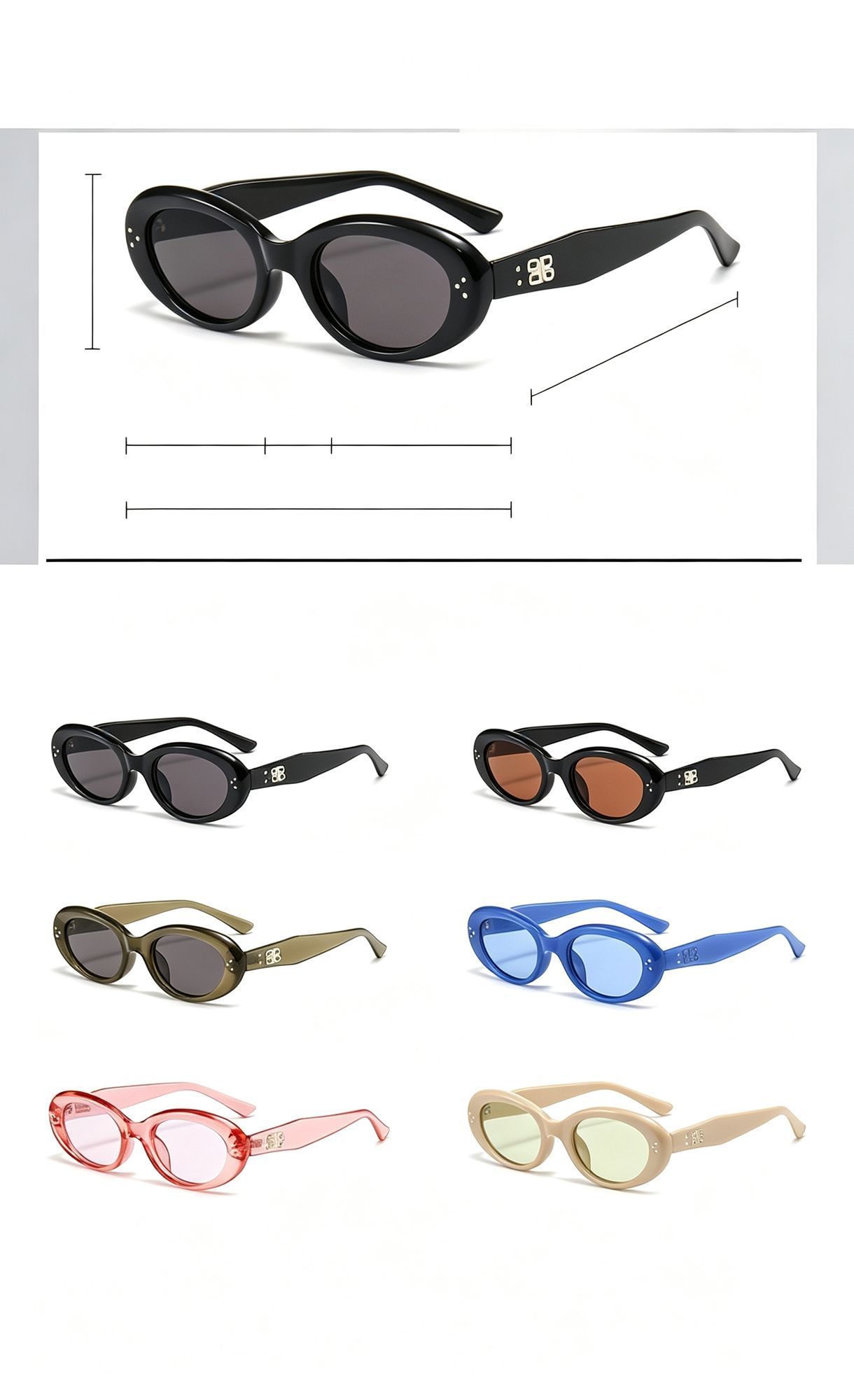 Glossy Black Frame Brown Lens Cat Eye Sunglasses UV400 Blocking view 9