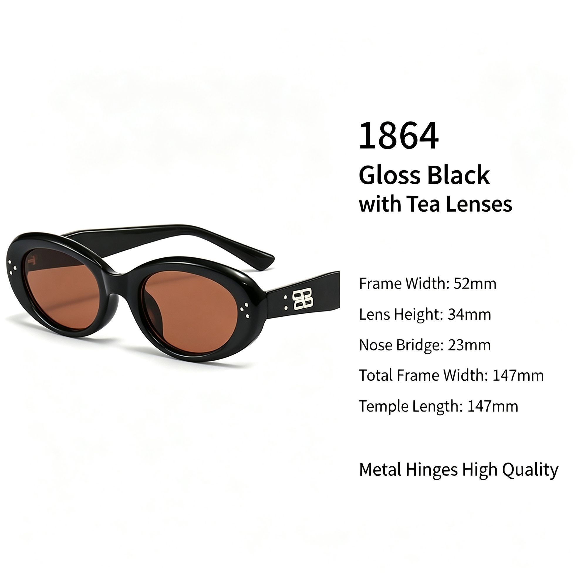 Polished Black Frame Brown Lens Cat Eye Sunglasses UV400 — image 1