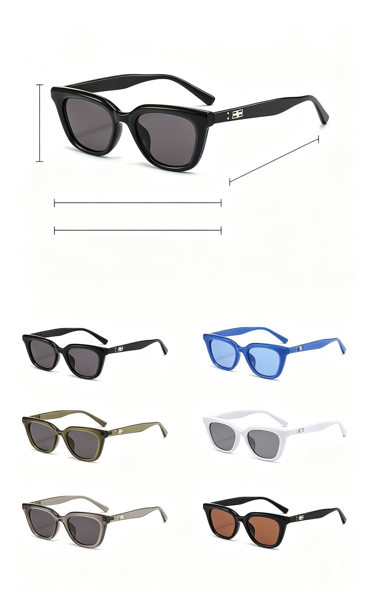 Unique Top Yellow Bottom Clear Gradient Blue Cat Eye Sunglasses UV400 view 2