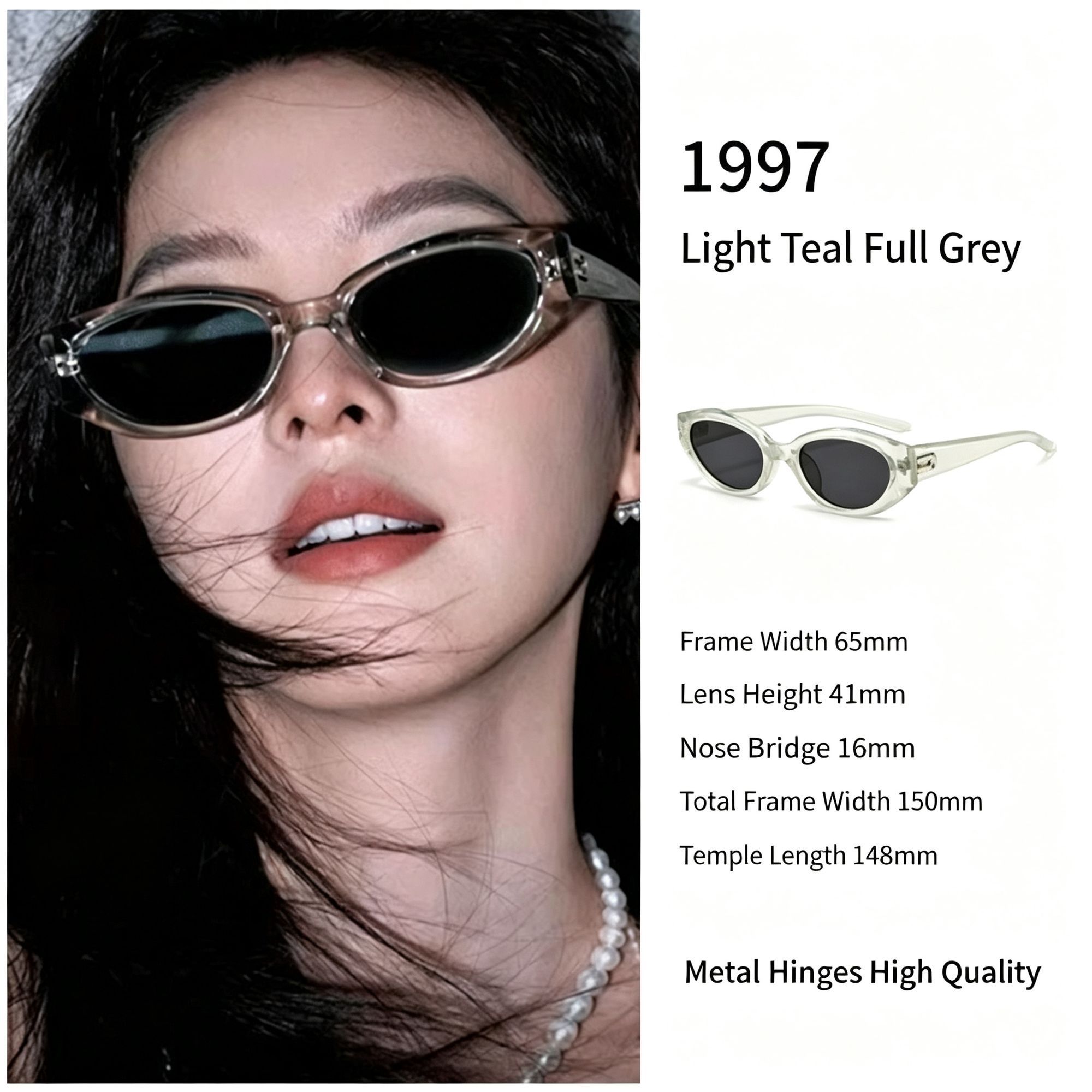 Bright Light Tea Full Grey Lens Cat Eye Sunglasses UV400 — image 1