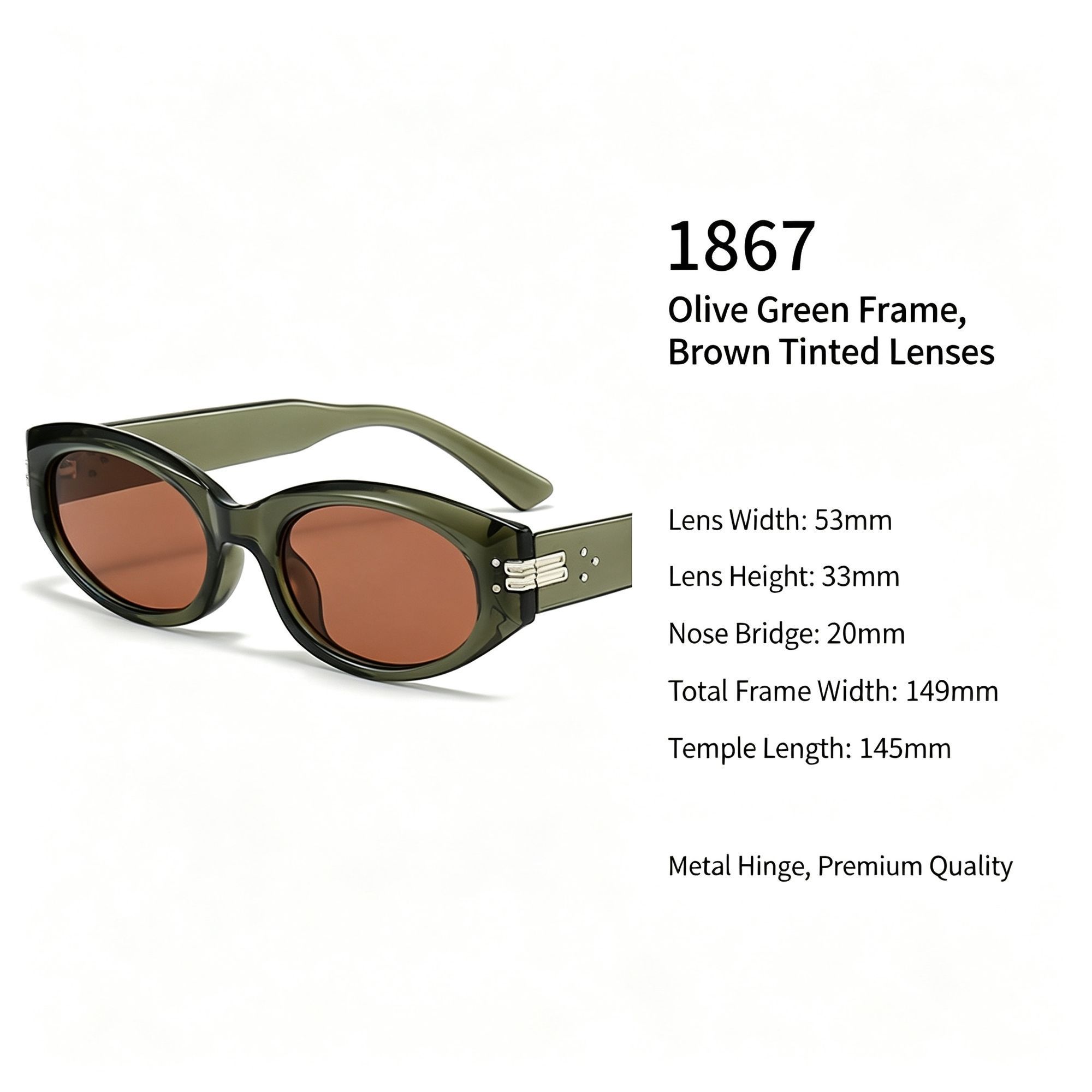 Earthy Olive Green Brown Lens Cat Eye Sunglasses UV400 — image 1