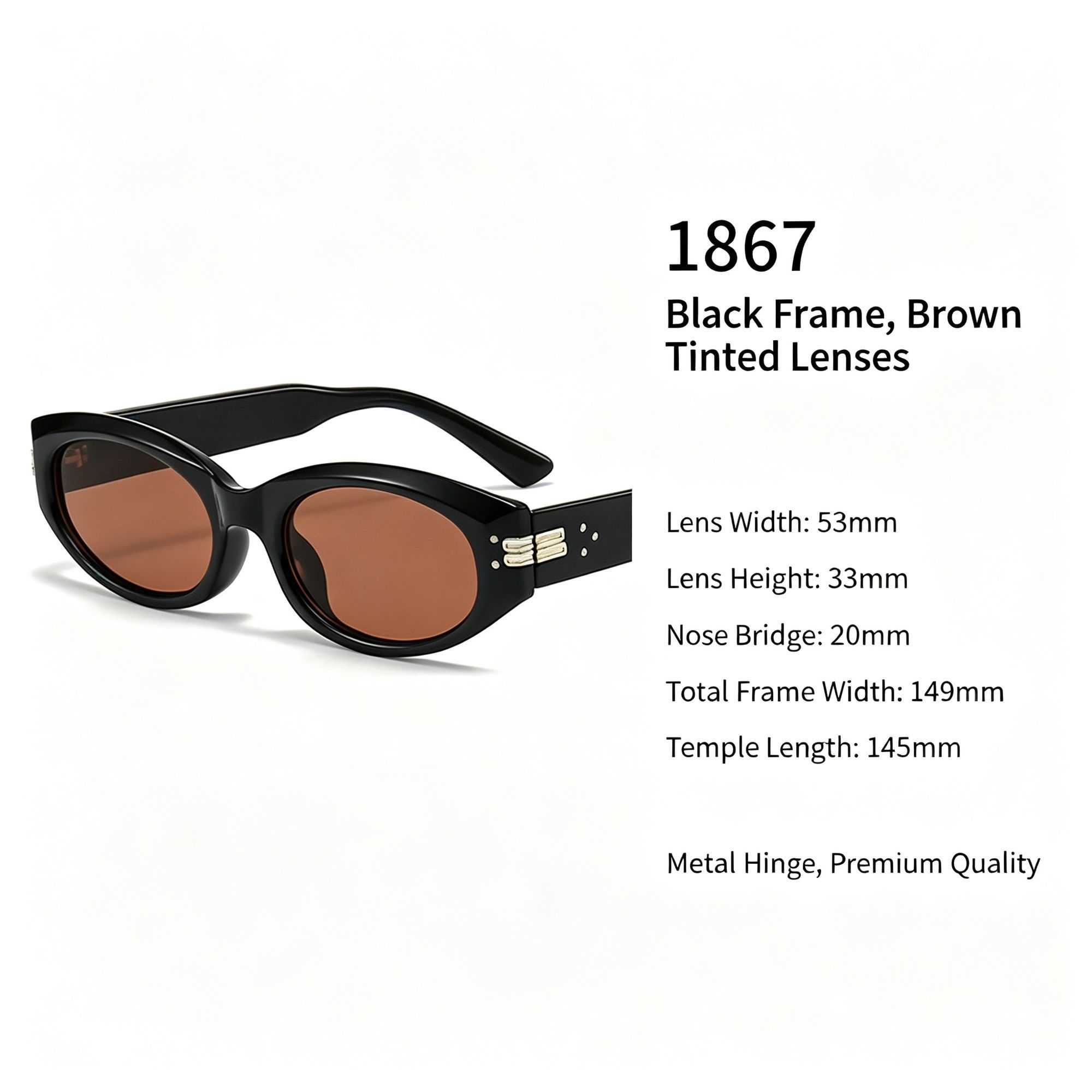 Classic Black Frame Brown Lens Cat Eye Sunglasses UV400 Protection — image 1