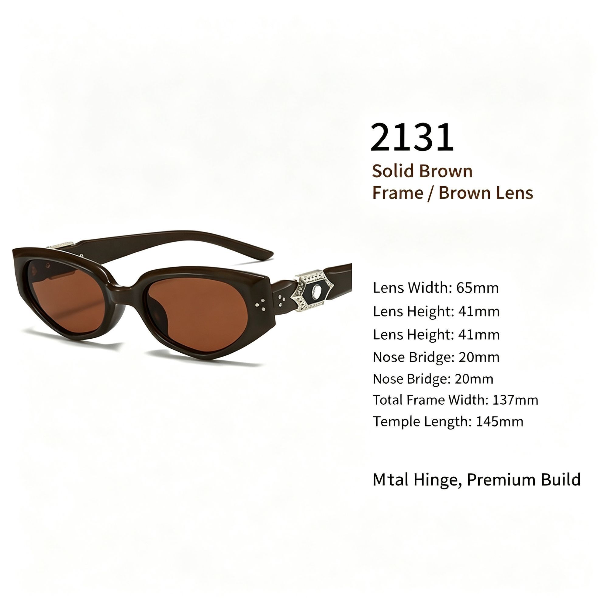 Warm Solid Coffee Lens Cat Eye Sunglasses UV400 — image 1