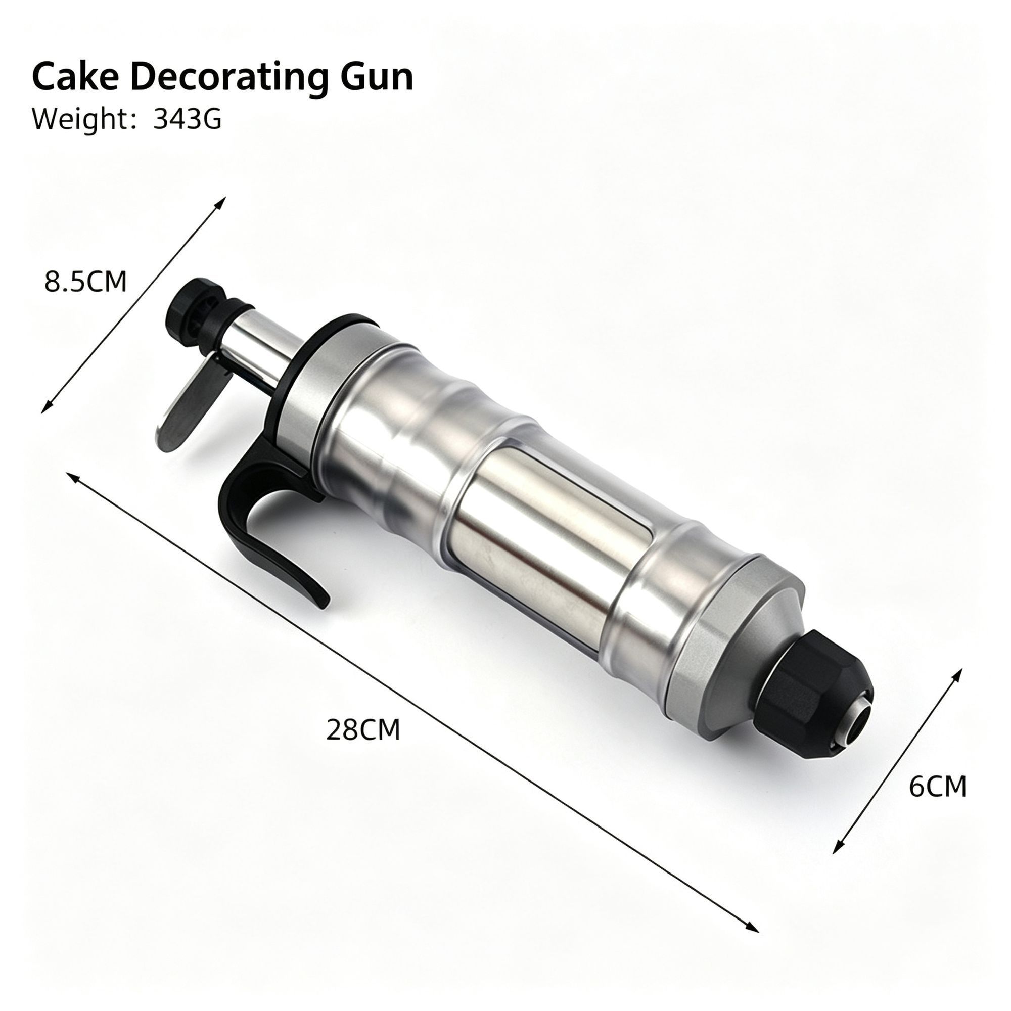 Classic Black Hand Press Cookie Gun Set with 6 Piping Nozzles view 3
