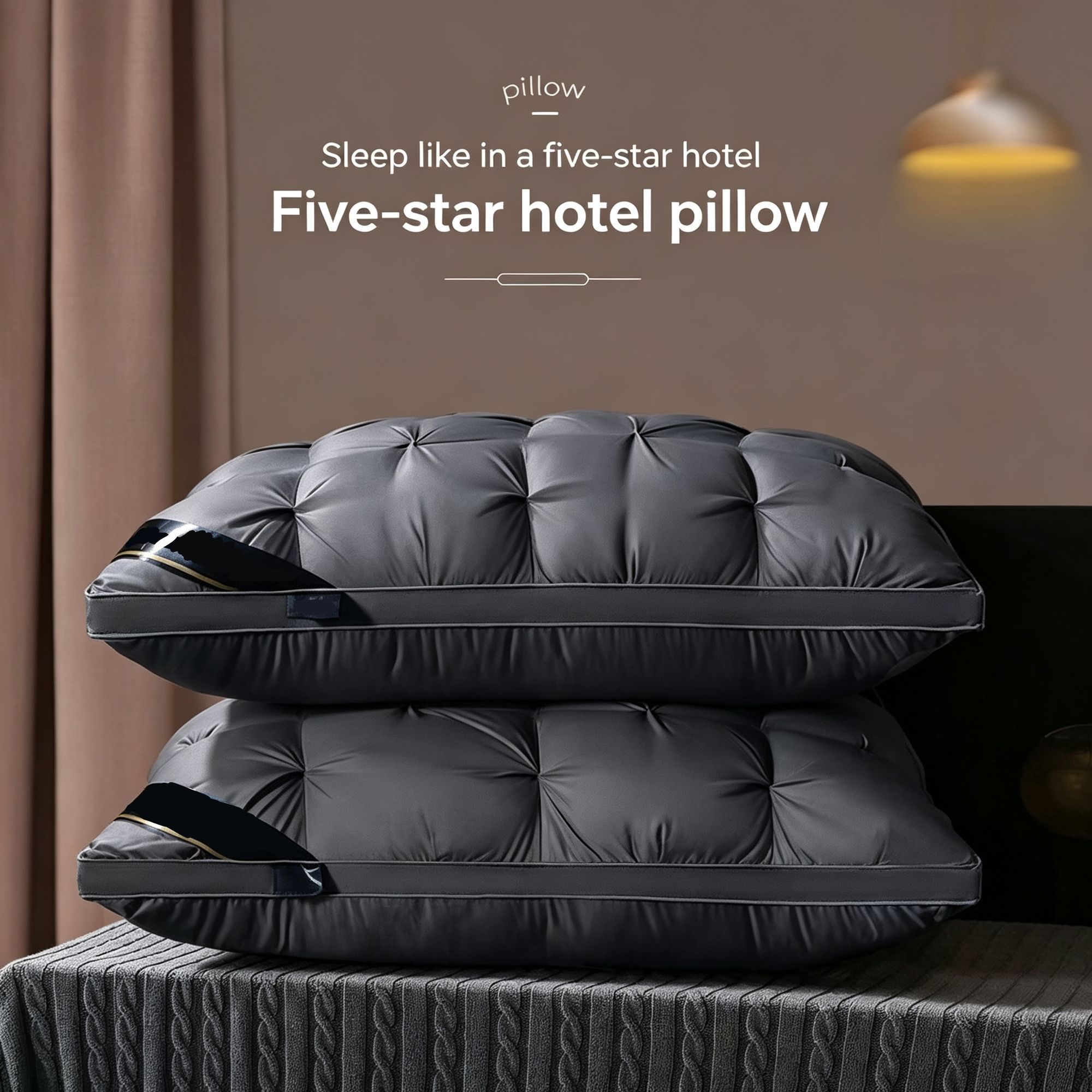 Twisted Dark Grey Low Loft Pillow Pair view 2