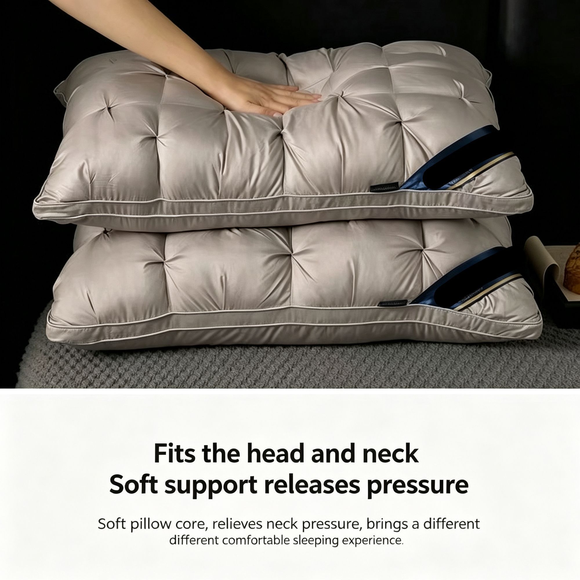 Twisted Dark Grey High Loft Pillow Pair view 9
