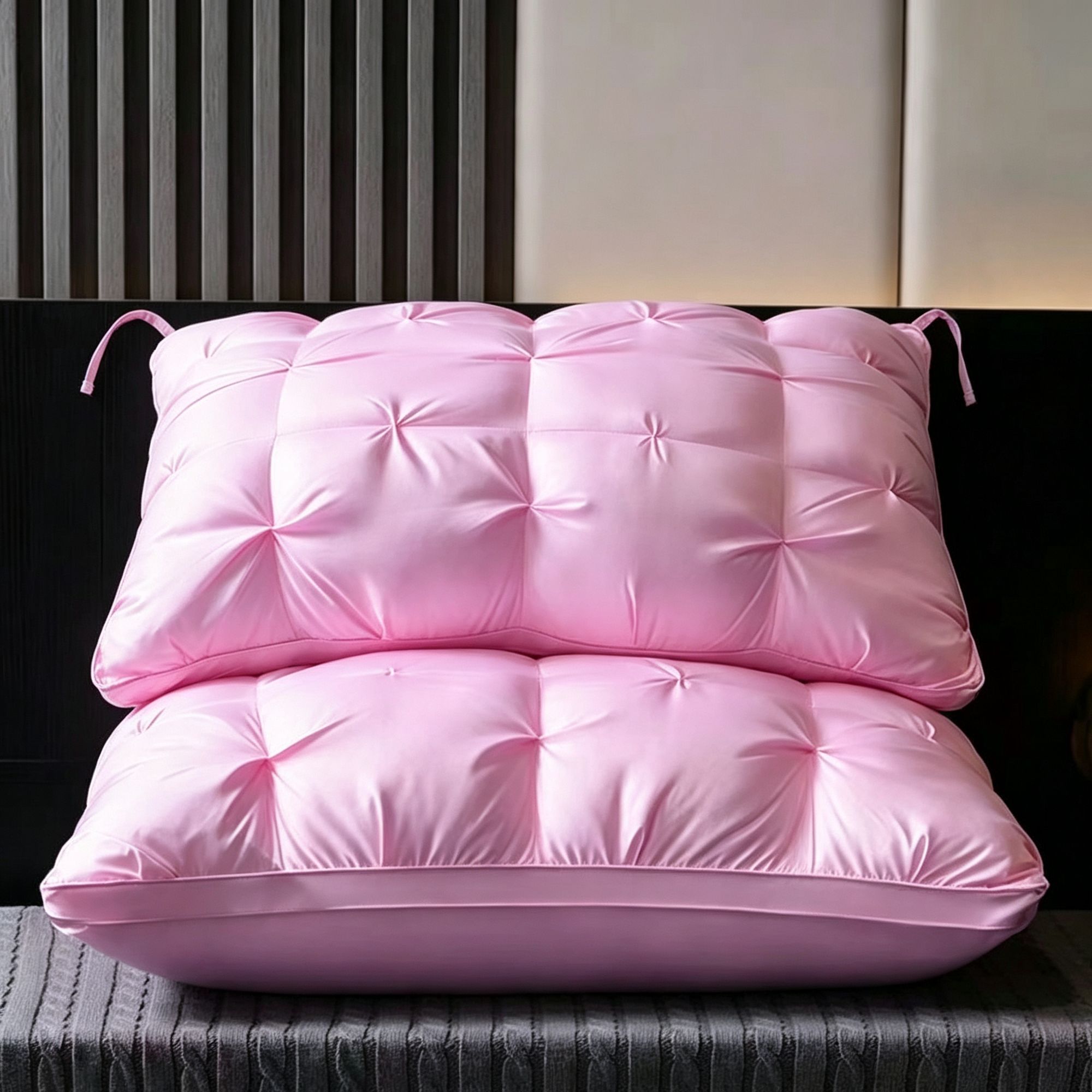 Twisted Romantic Pink Low Loft Pillow Pair — image 1