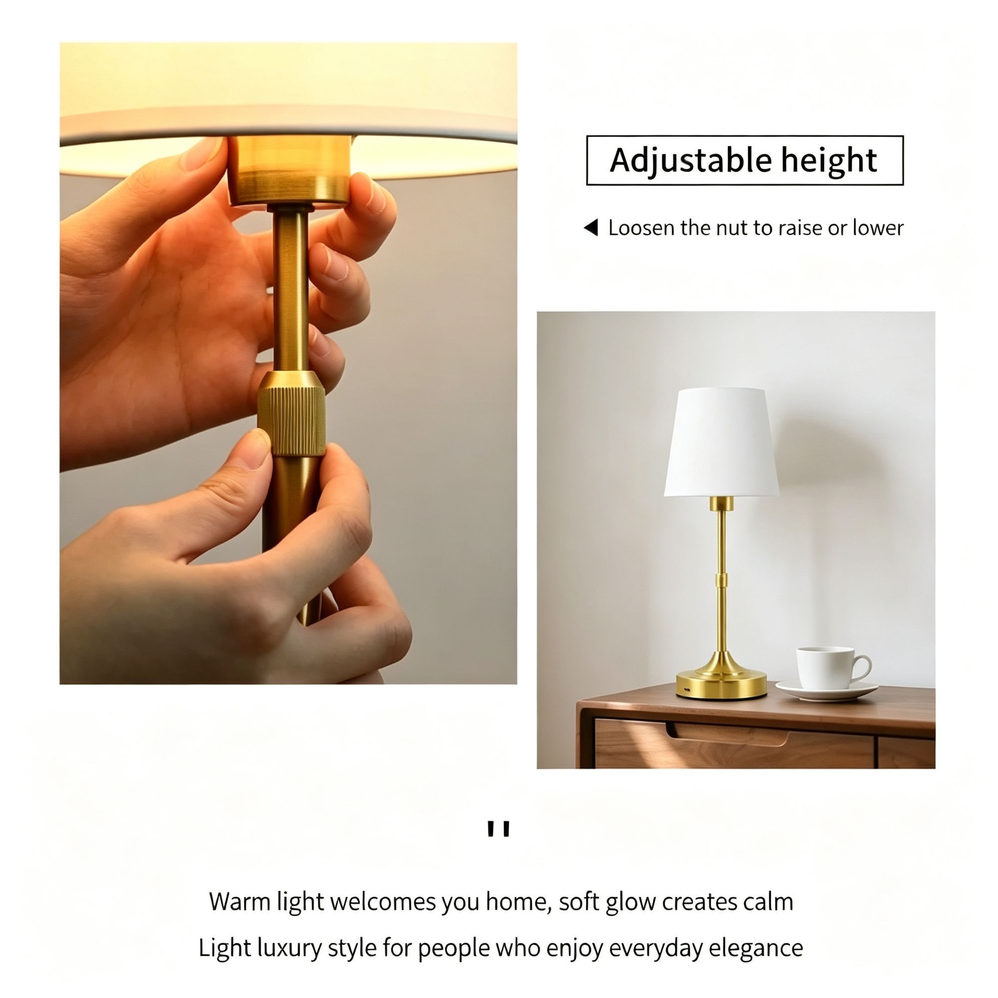 5200mAh Gold E1 Classic Fabric Lamp | Christmas Classic Bedroom Gift view 3