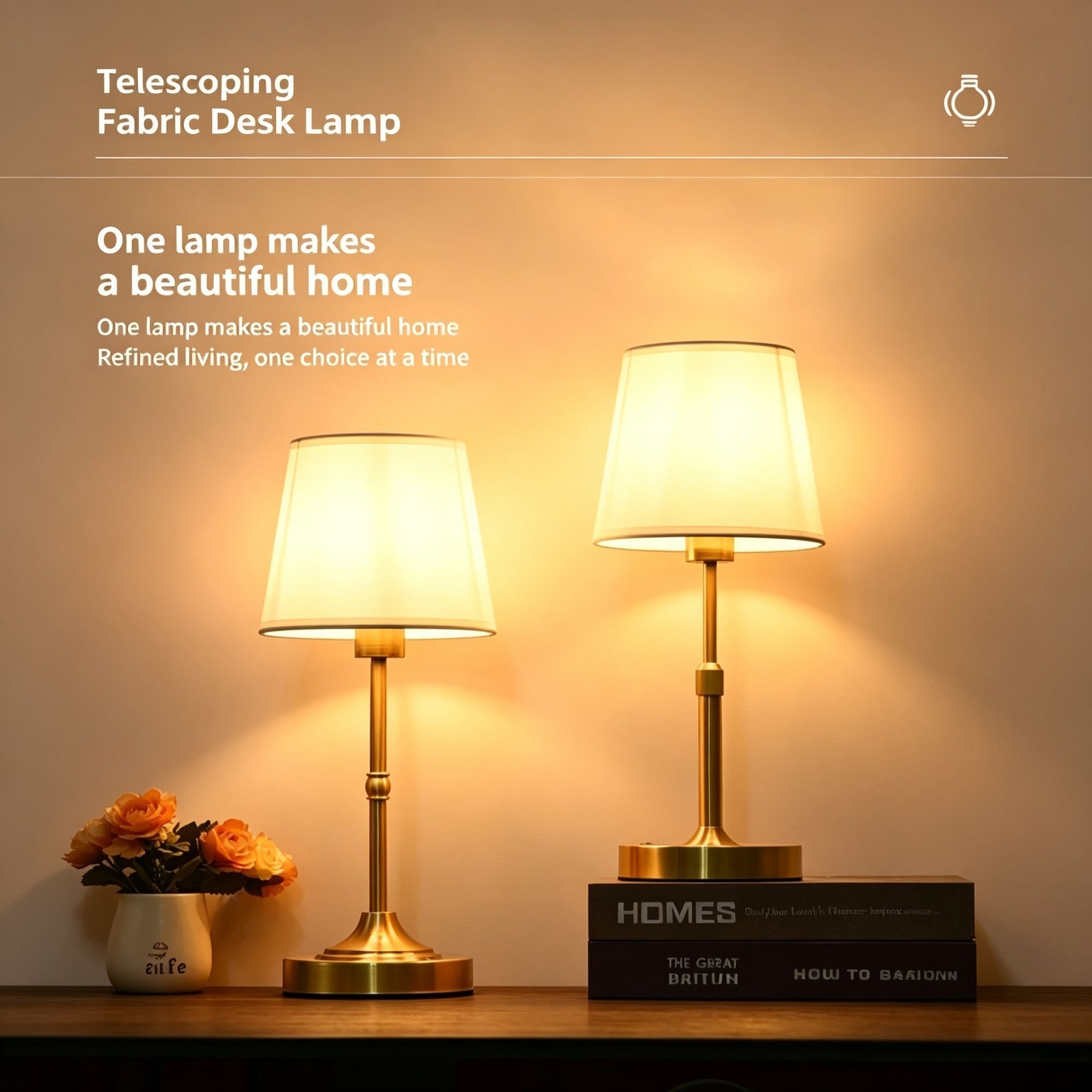 5200mAh Gold E1 Classic Fabric Lamp | Christmas Classic Bedroom Gift view 6