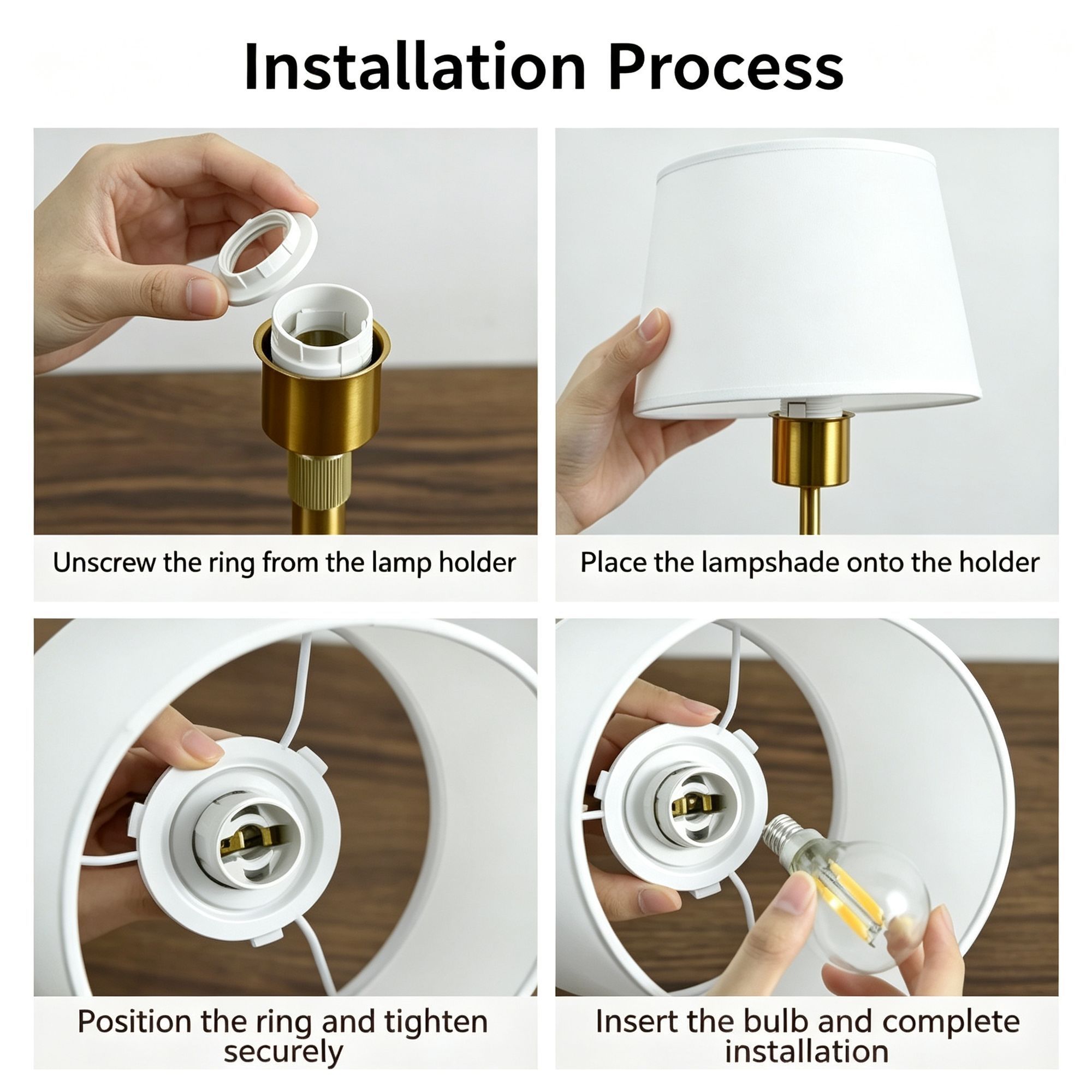 5200mAh Gold E1 Classic Fabric Lamp | Christmas Classic Bedroom Gift view 11