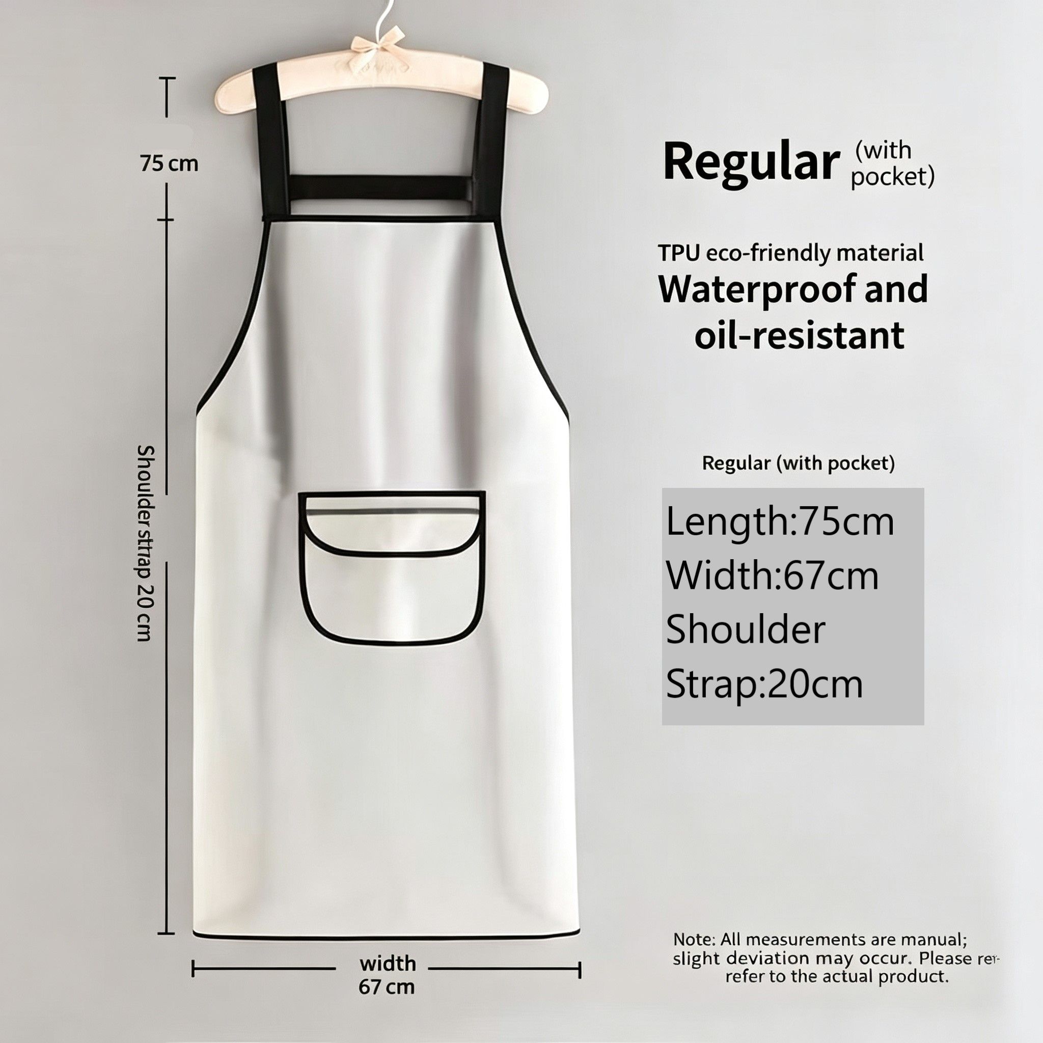 White 75cm with Pocket | TPU Hygienic Work Apron | Halloween Dessert Shop Gift — image 1