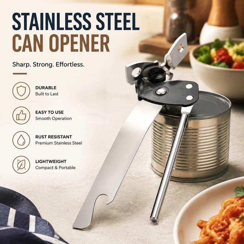 Simple Manual Stainless Steel Can Opener Multipurpose Kitchen Tool — image 1