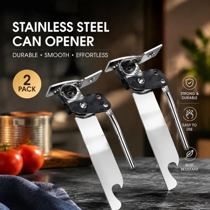 Simple Can Opener 2 Pack Stainless Steel Manual Kitchen Opening Tool — image 1