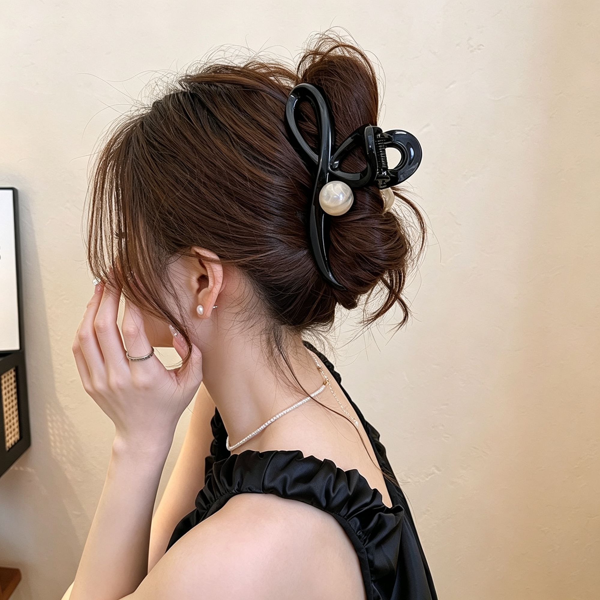 Caramel Beaded Large Hair Claw Clips 2 Pcs — image 1