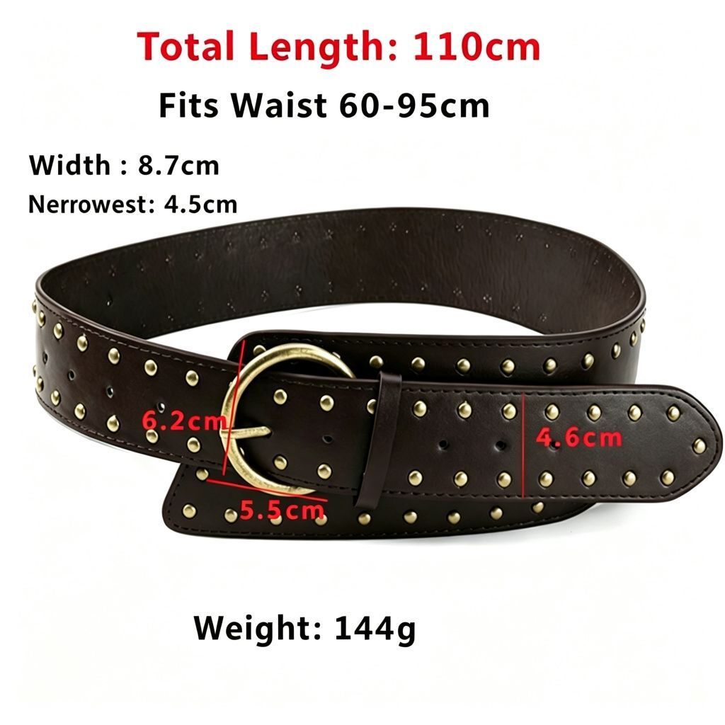 Coffee PU | Punk Vintage Wide Waist Belt | Halloween Retro Casual Gift | Metal — image 1